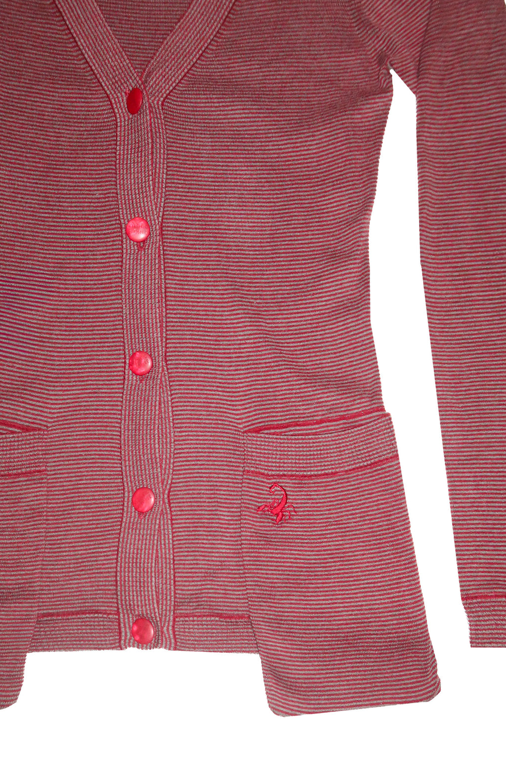 2000's hysteric glamour scorpion striped cardigan red/grey.