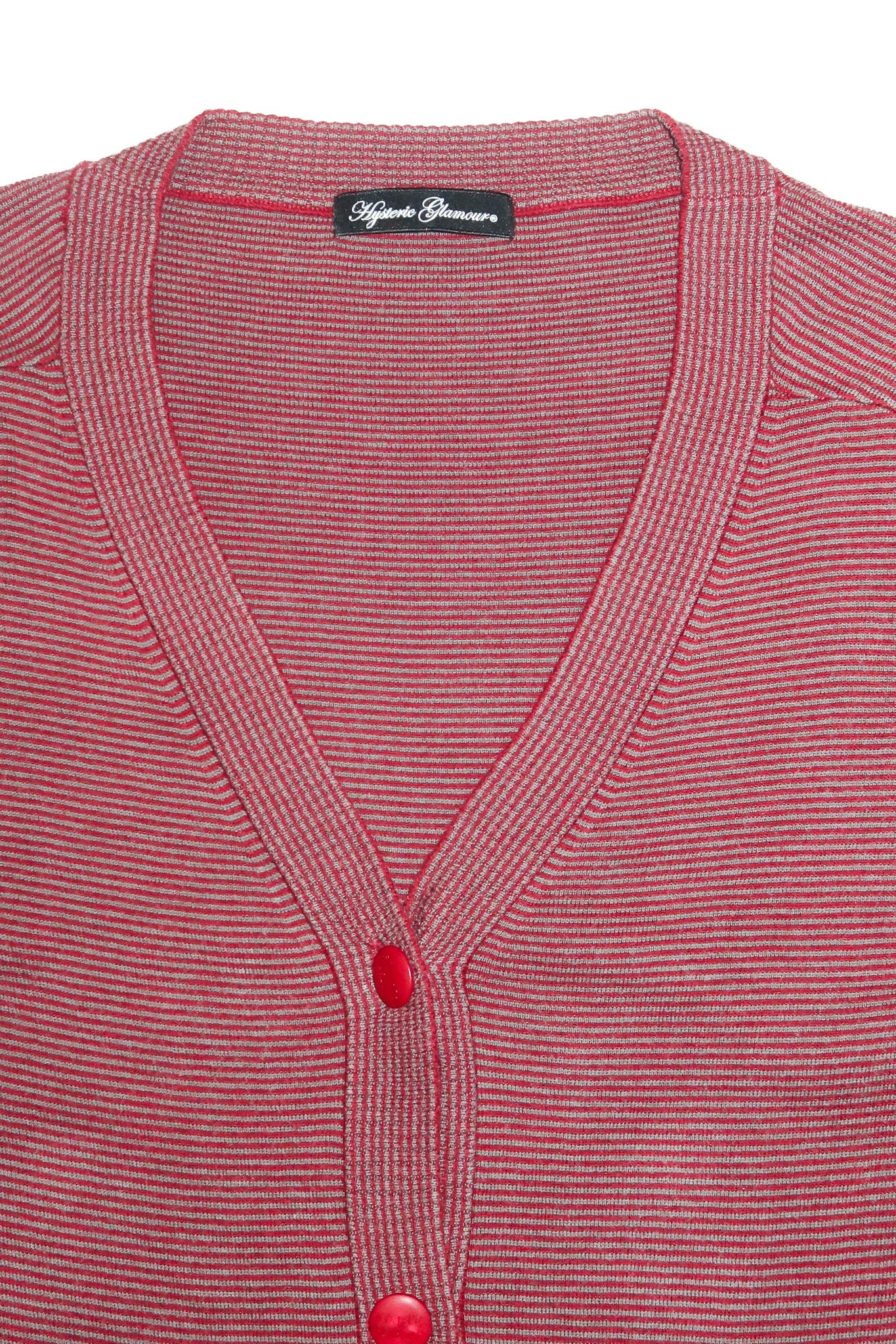2000's hysteric glamour scorpion striped cardigan red/grey.