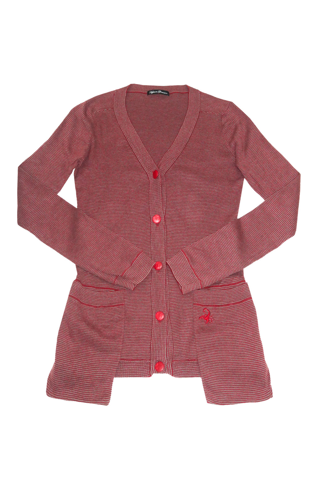 2000's hysteric glamour scorpion striped cardigan red/grey.