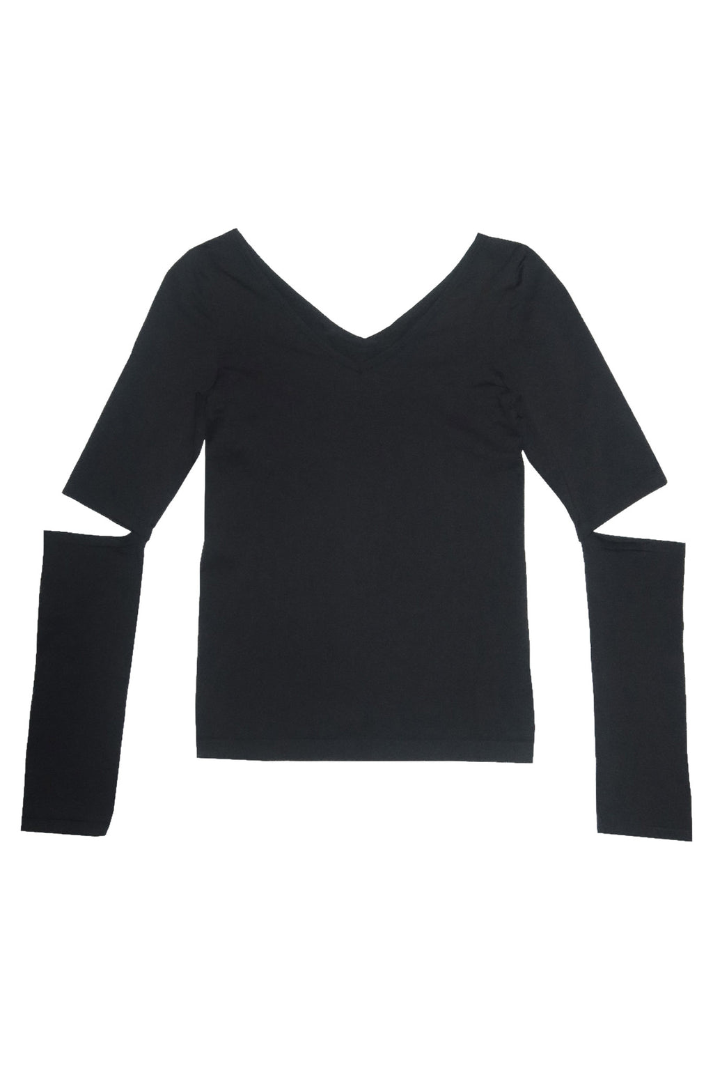 helmut lang cut-out sleeve top black.