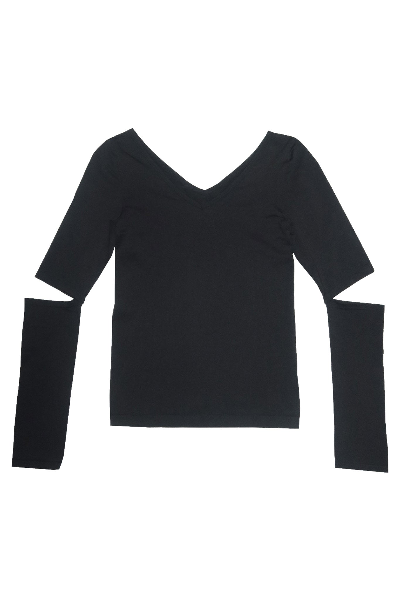 helmut lang cut-out sleeve top black.
