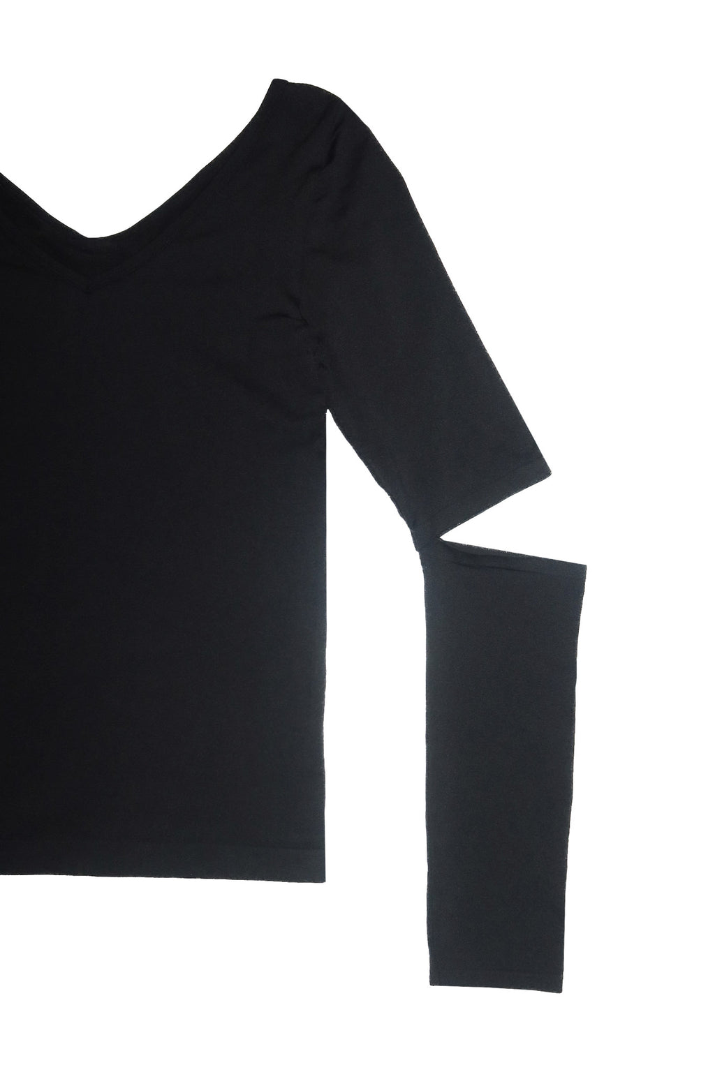 helmut lang cut-out sleeve top black.