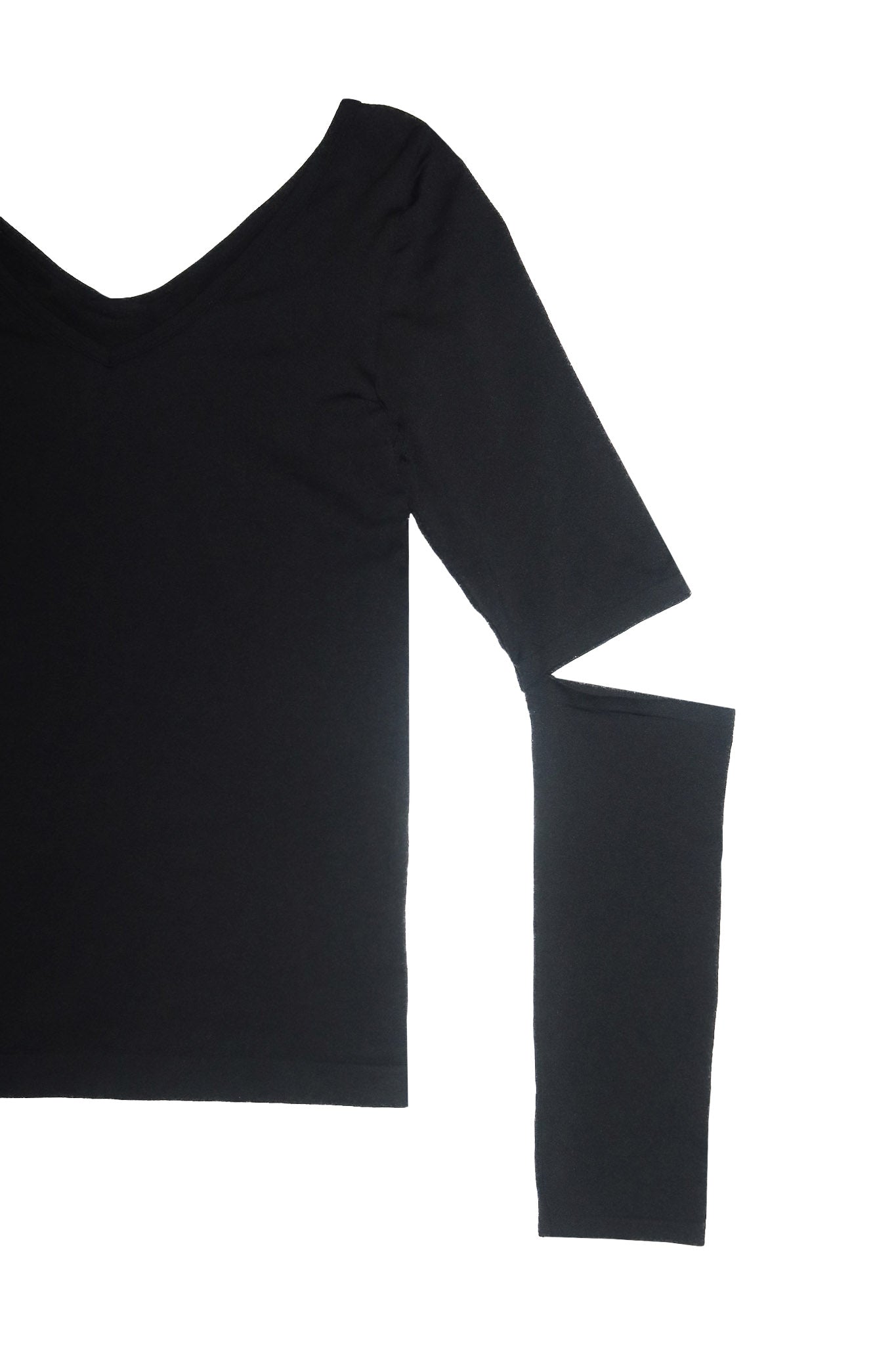 helmut lang cut-out sleeve top black.