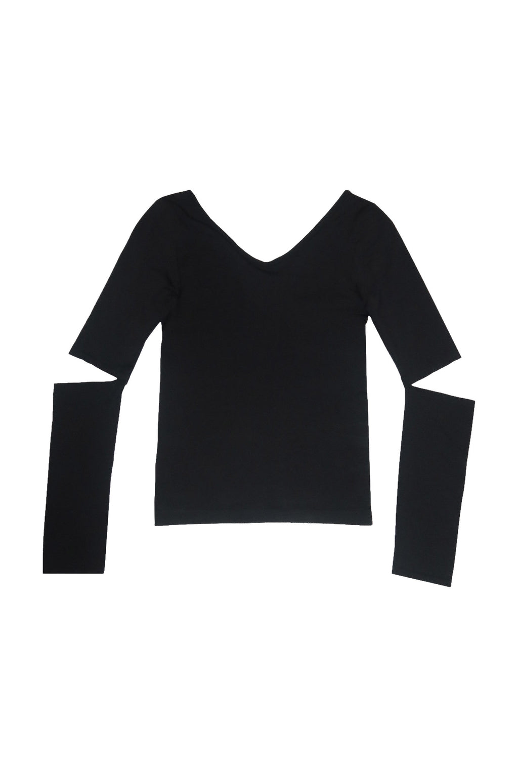helmut lang cut-out sleeve top black.