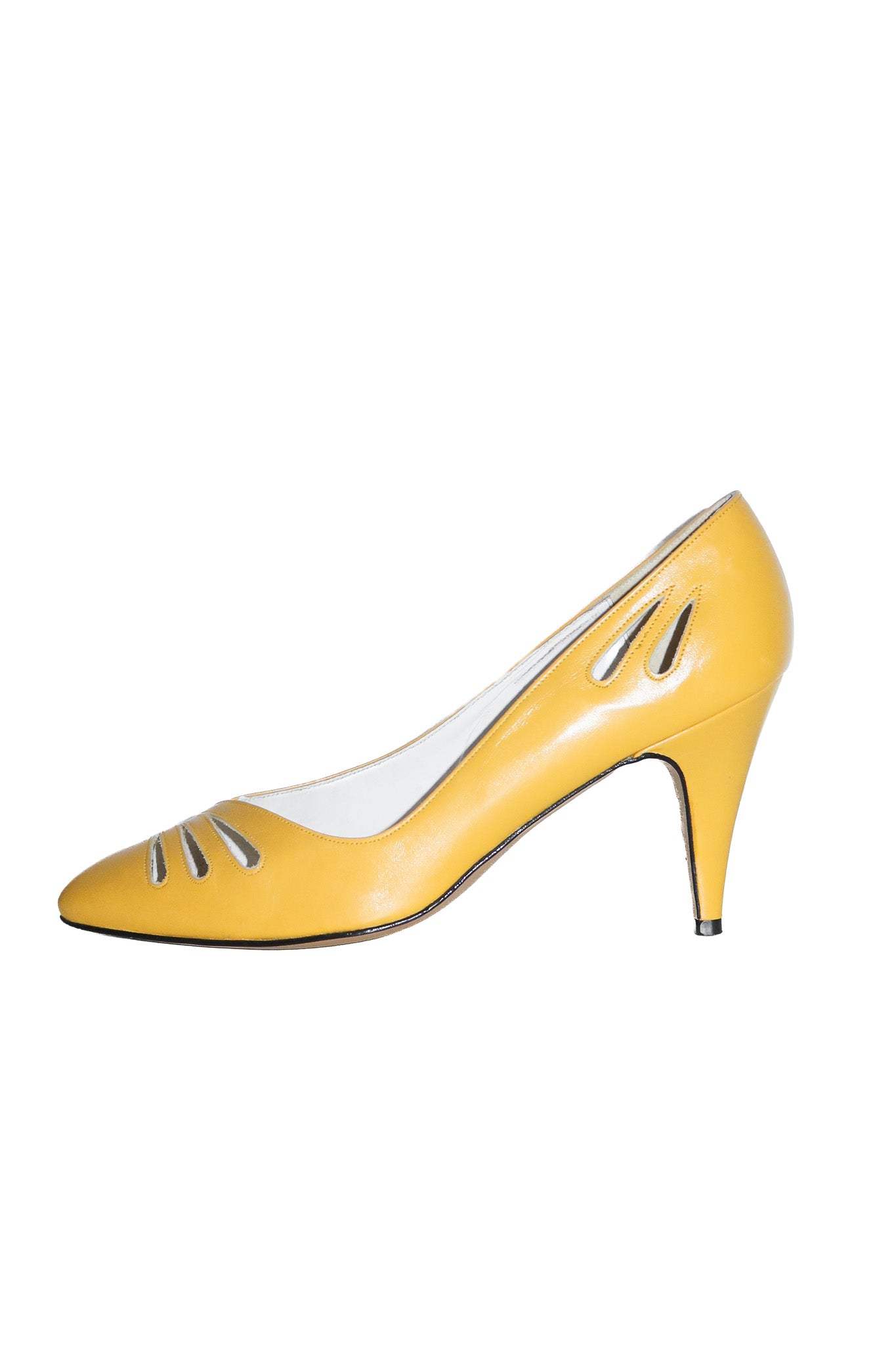 1990’s j. robins leather pumps & matching bag yellow.