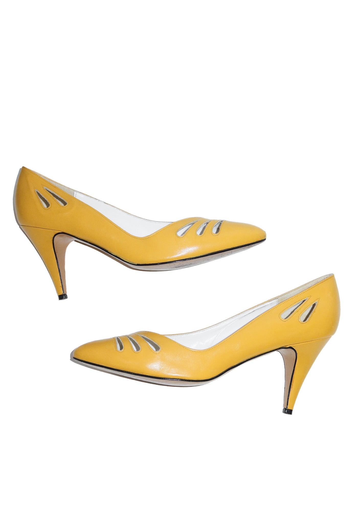 1990’s j. robins leather pumps & matching bag yellow.