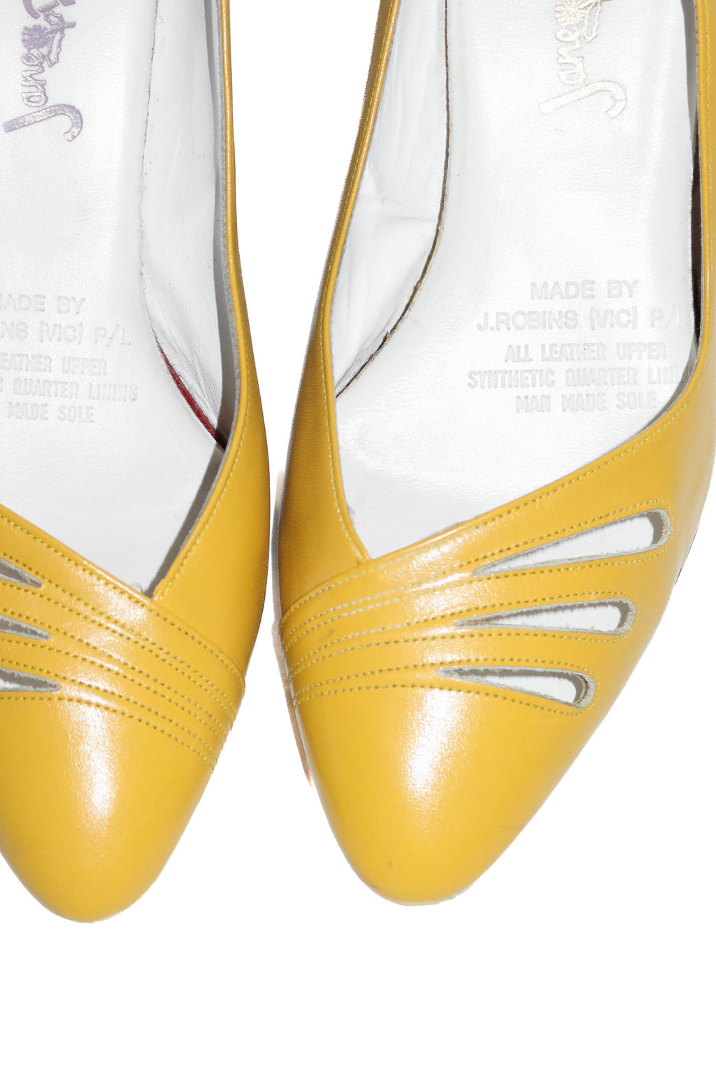 1990’s j. robins leather pumps & matching bag yellow.
