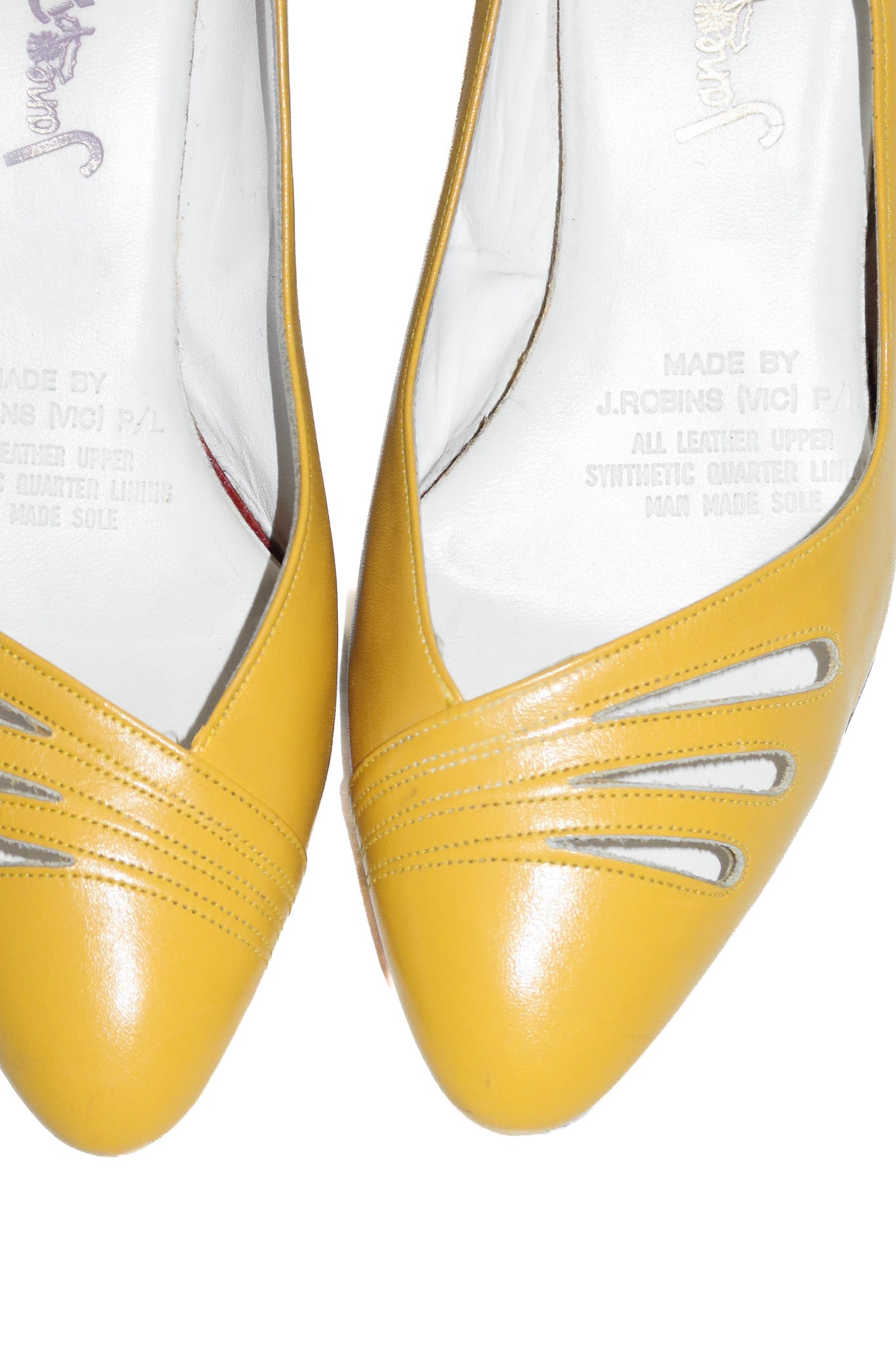 1990’s j. robins leather pumps & matching bag yellow.
