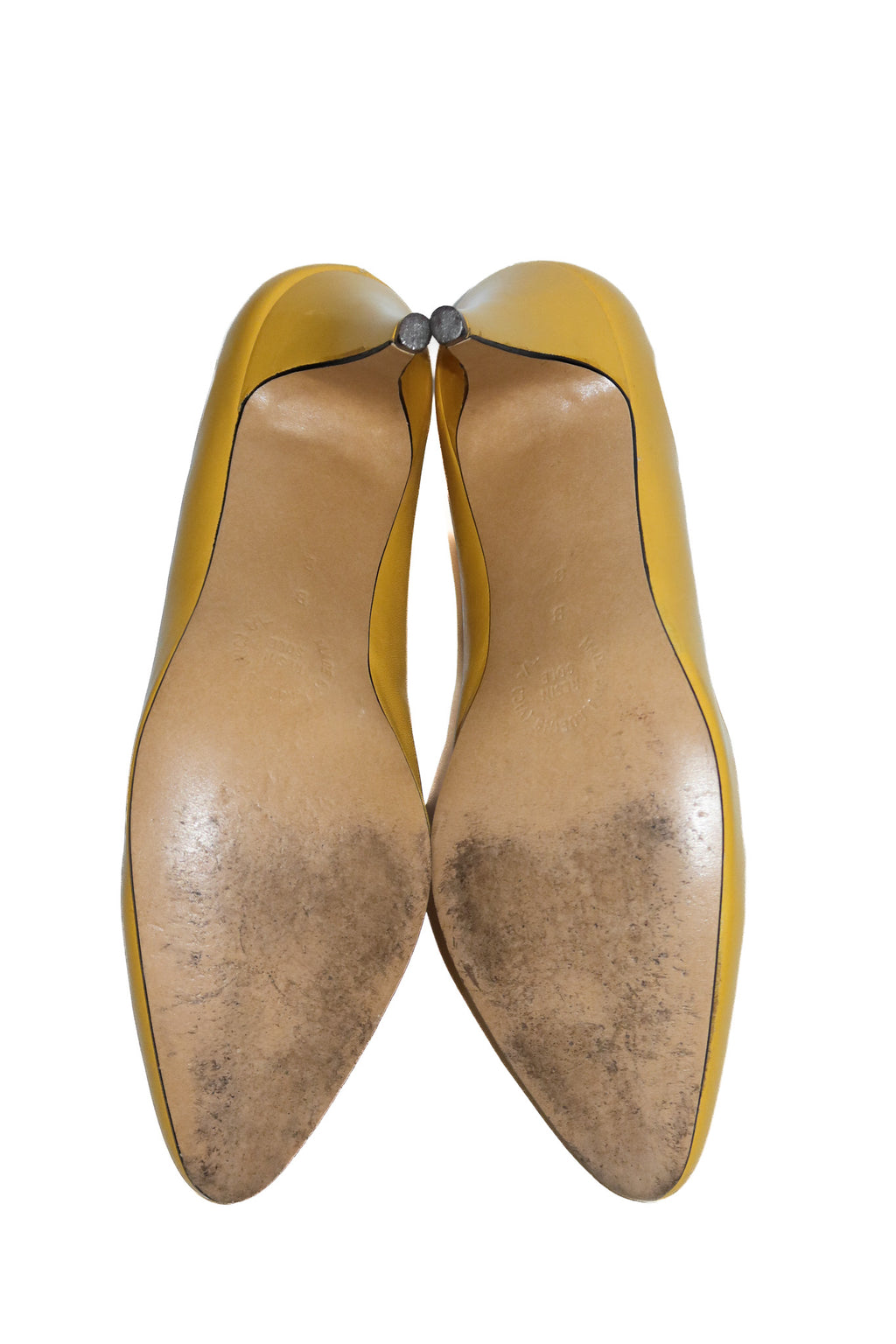 1990’s j. robins leather pumps & matching bag yellow.