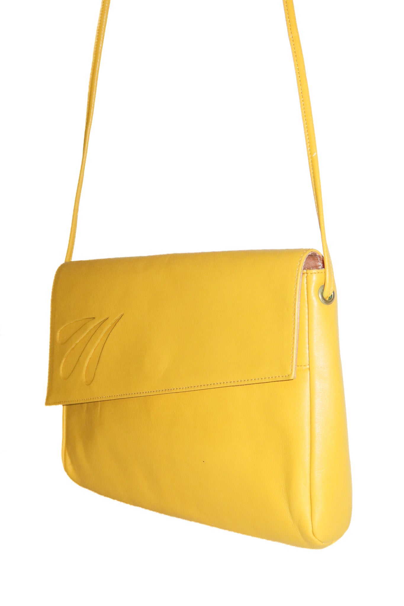 1990’s j. robins leather pumps & matching bag yellow.