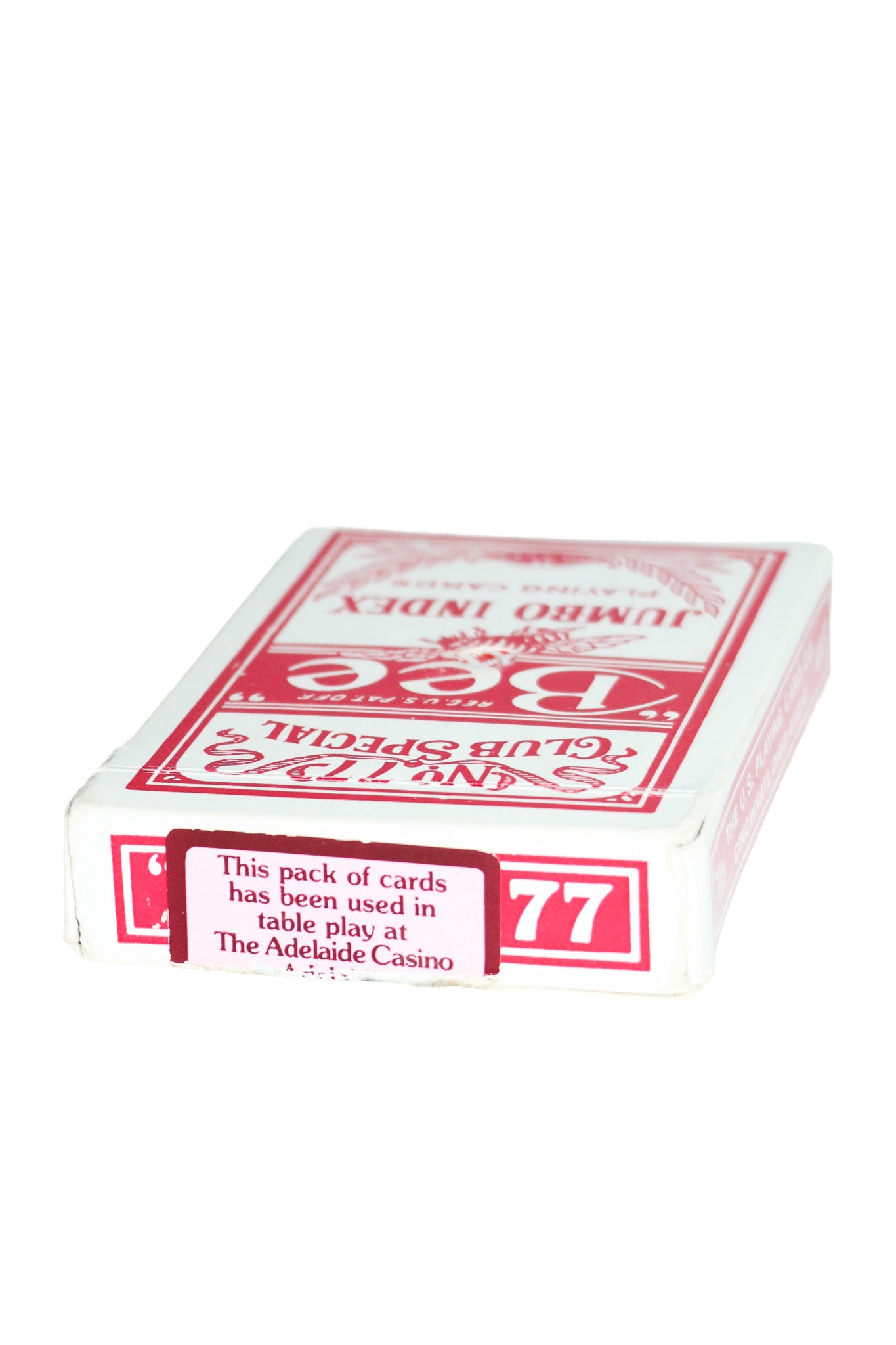 vintage adelaide casino bee no. 77 jumbo index playing cards red & white.