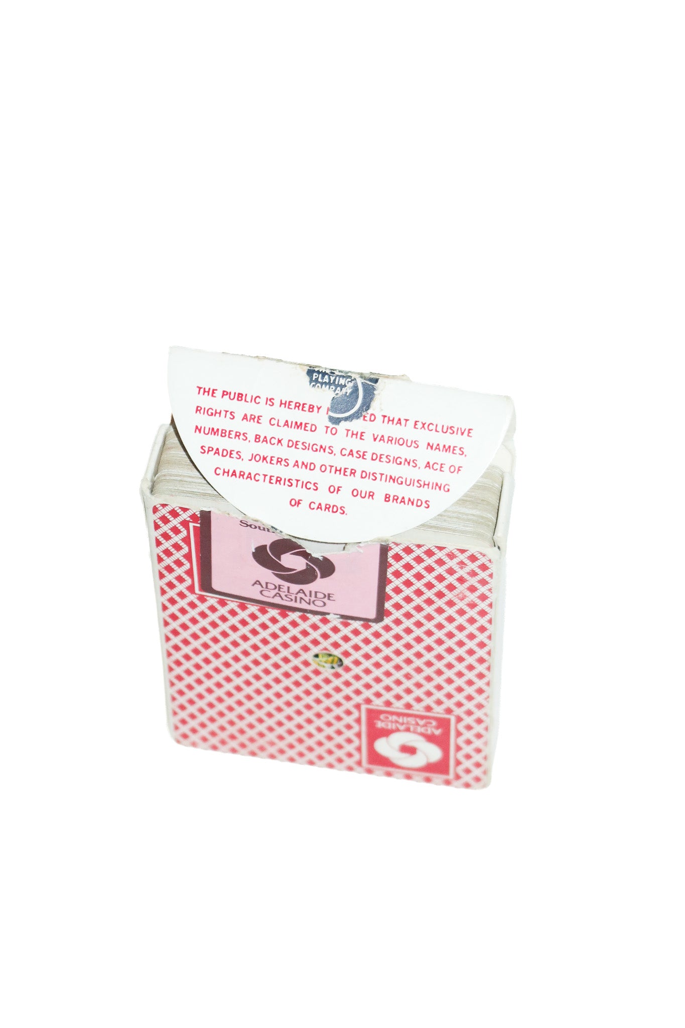 vintage adelaide casino bee no. 77 jumbo index playing cards red & white.