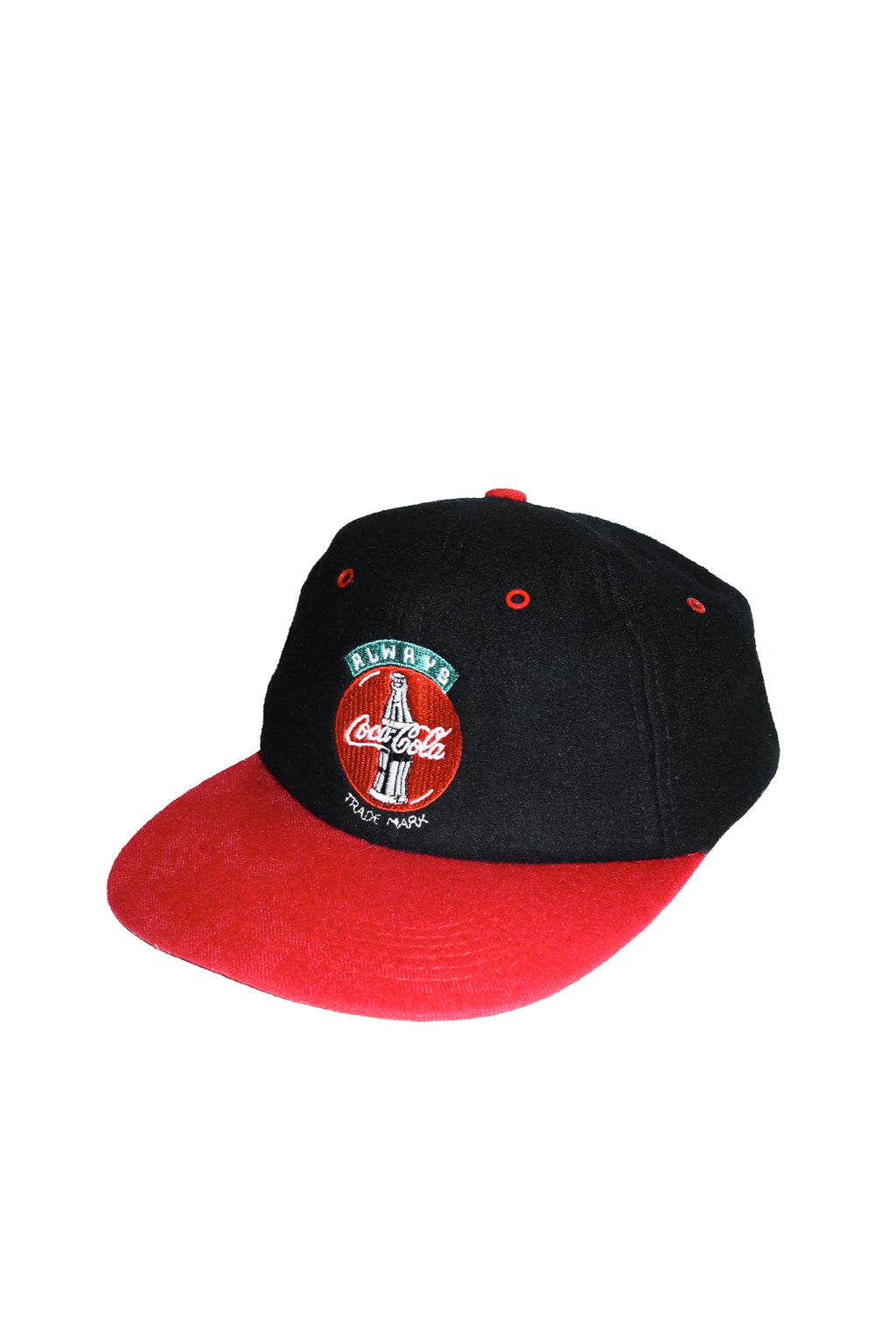 1990’s coca-cola always logo wool blend cap black / red.