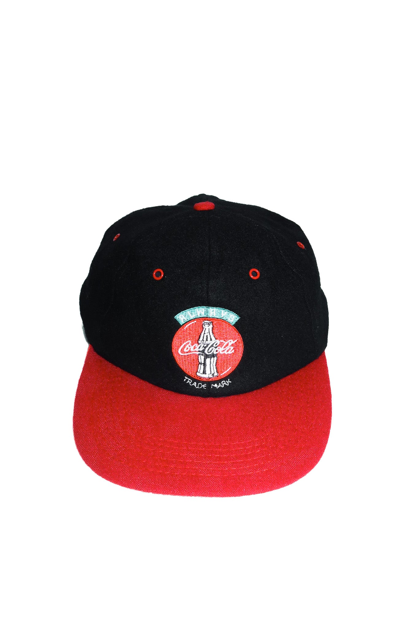 1990’s coca-cola always logo wool blend cap black / red.