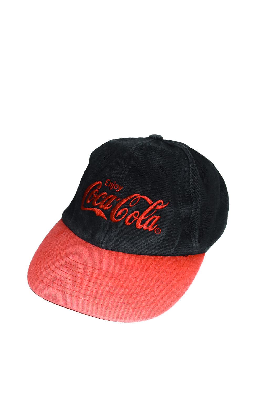 1990’s enjoy coca-cola embroidered snapback cap black & red.