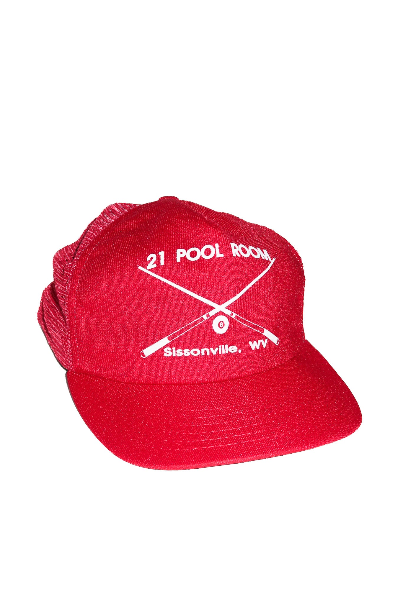 1980’s 21 pool room sissonville trucker cap red.