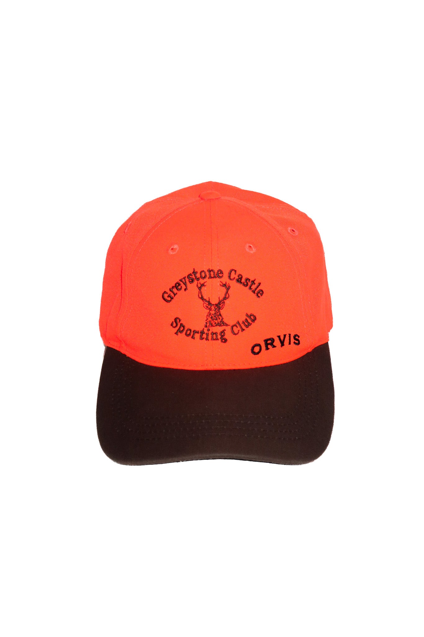 2000’s orvis greystone castle sporting club hunting cap orange & black.