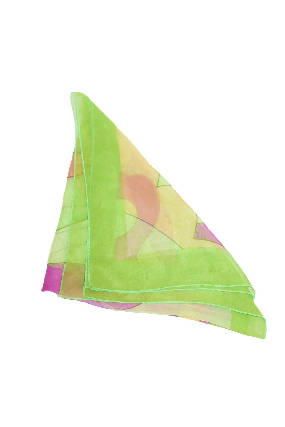 1990's abstract sheer square headscarf green.
