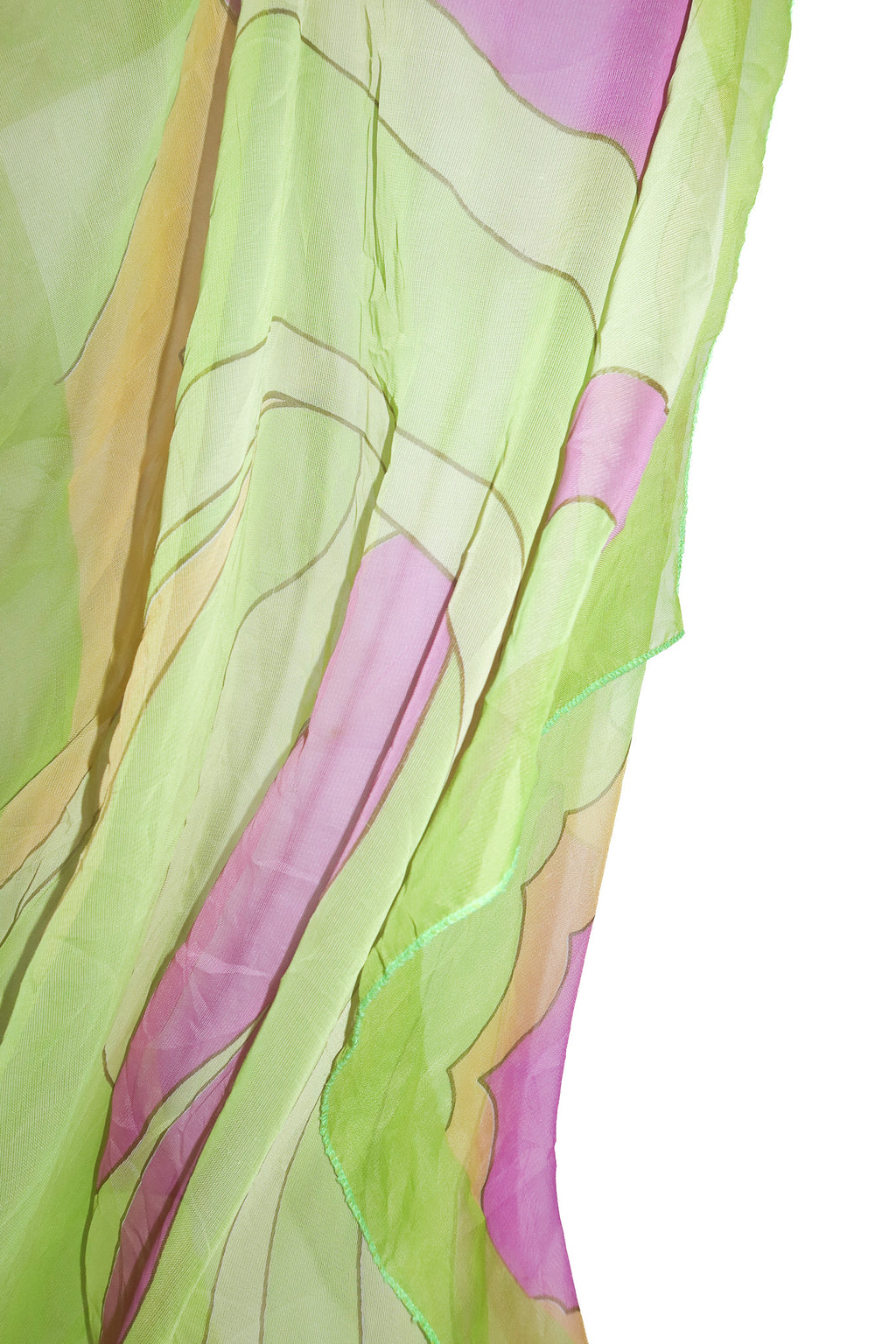 1990's abstract sheer square headscarf green.