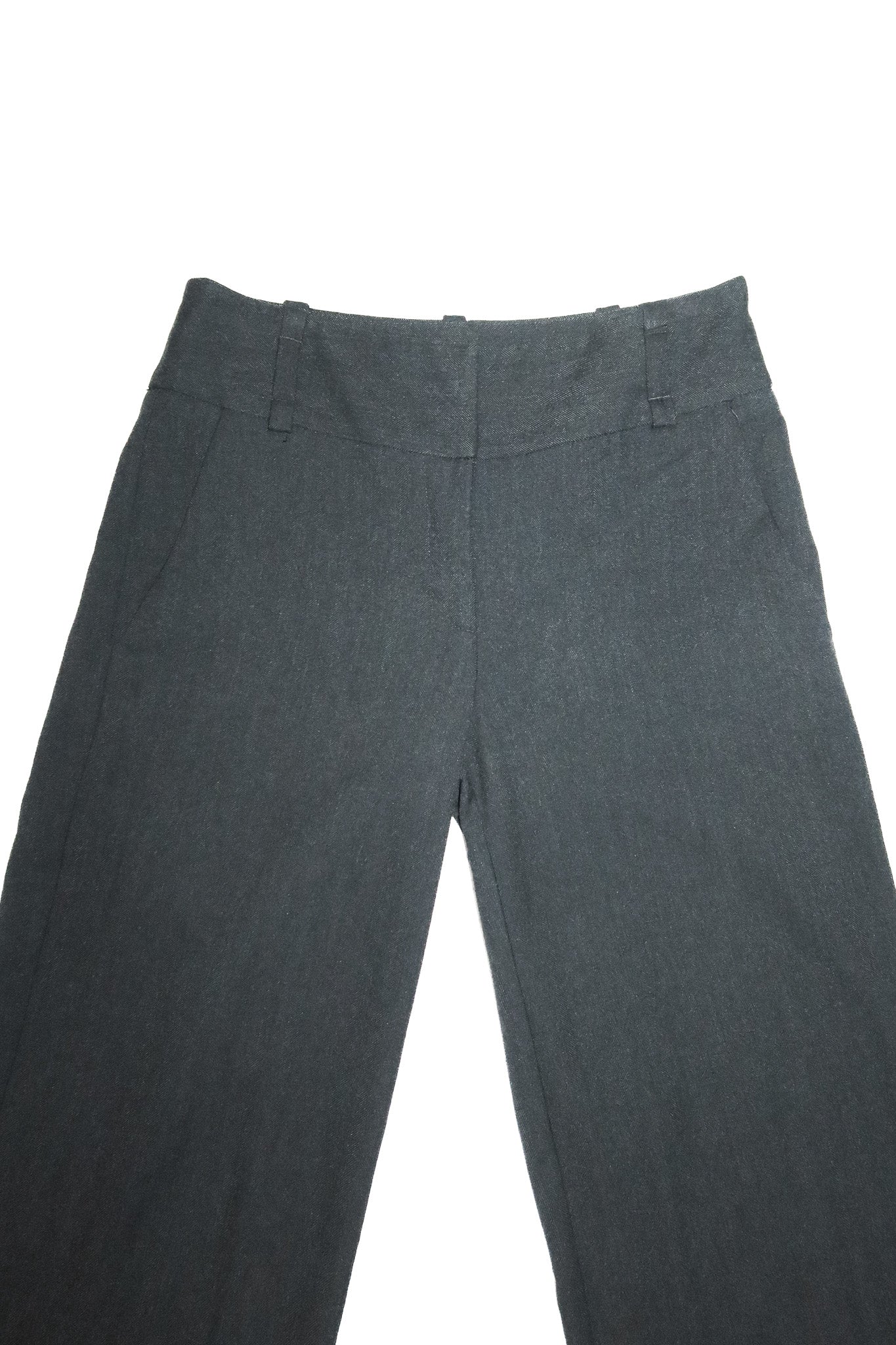 2000's cue low rise pinstripe tailored trousers grey.