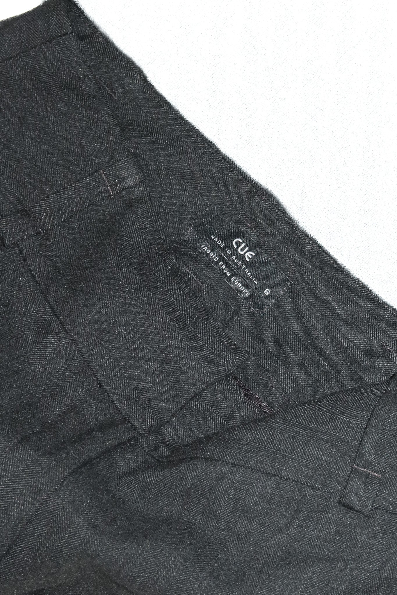 2000's cue low rise pinstripe tailored trousers grey.