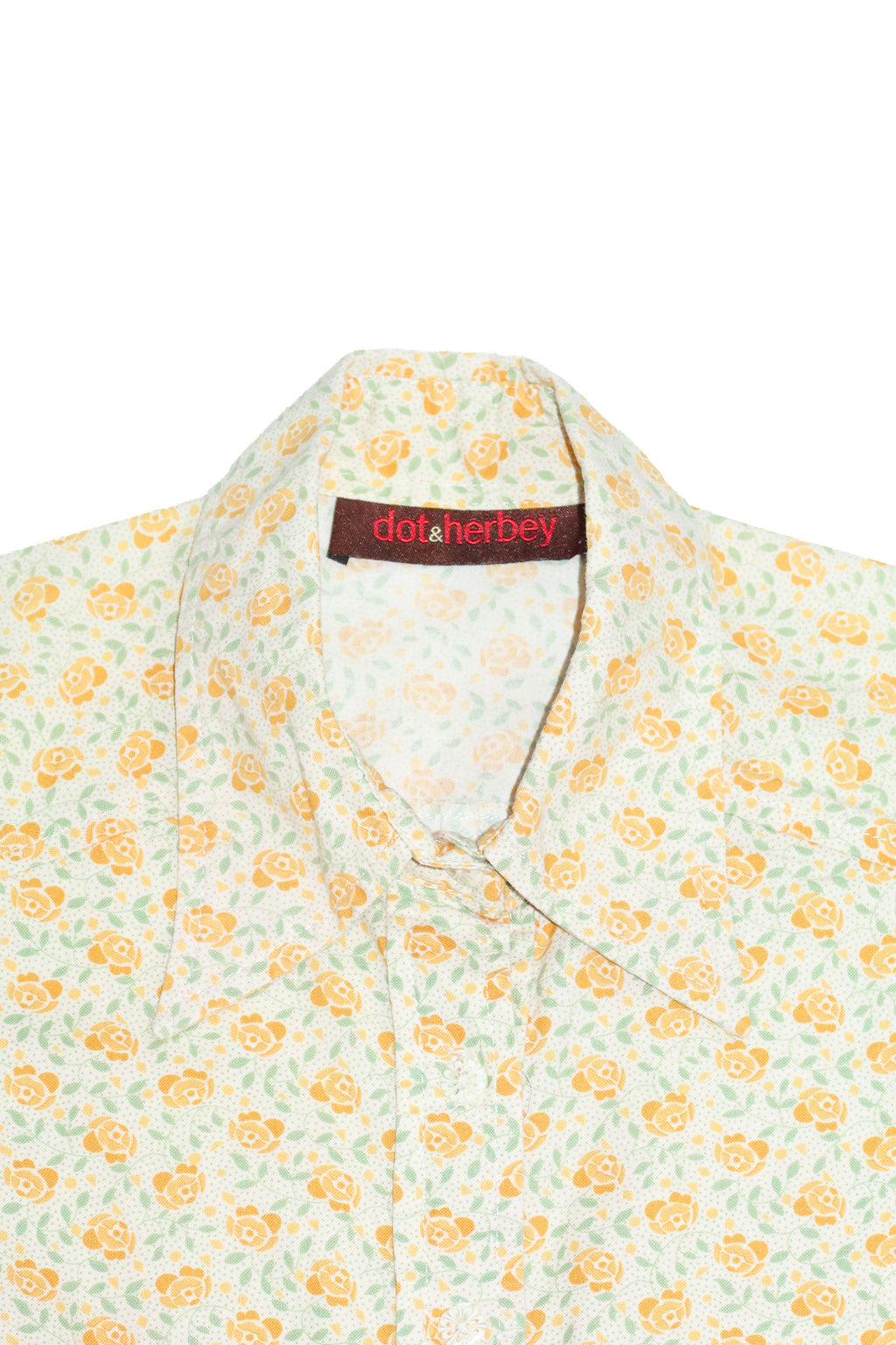 dot & herbey floral button up top yellow.