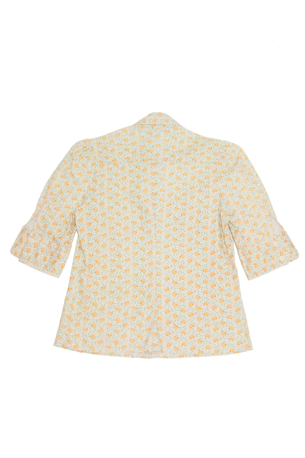 dot & herbey floral button up top yellow.