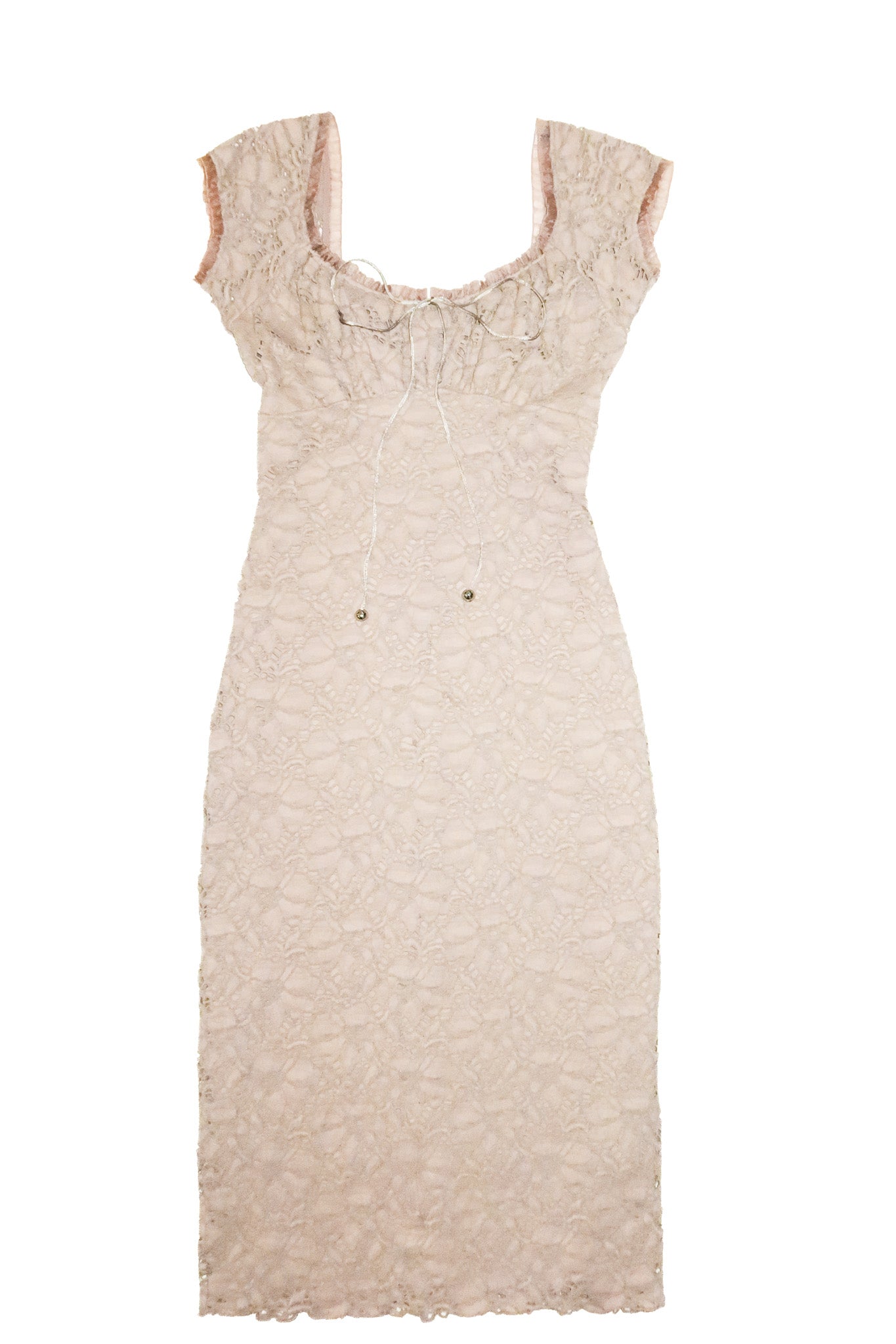 2000's gerry shaw australia stretch lace midi dress taupe.