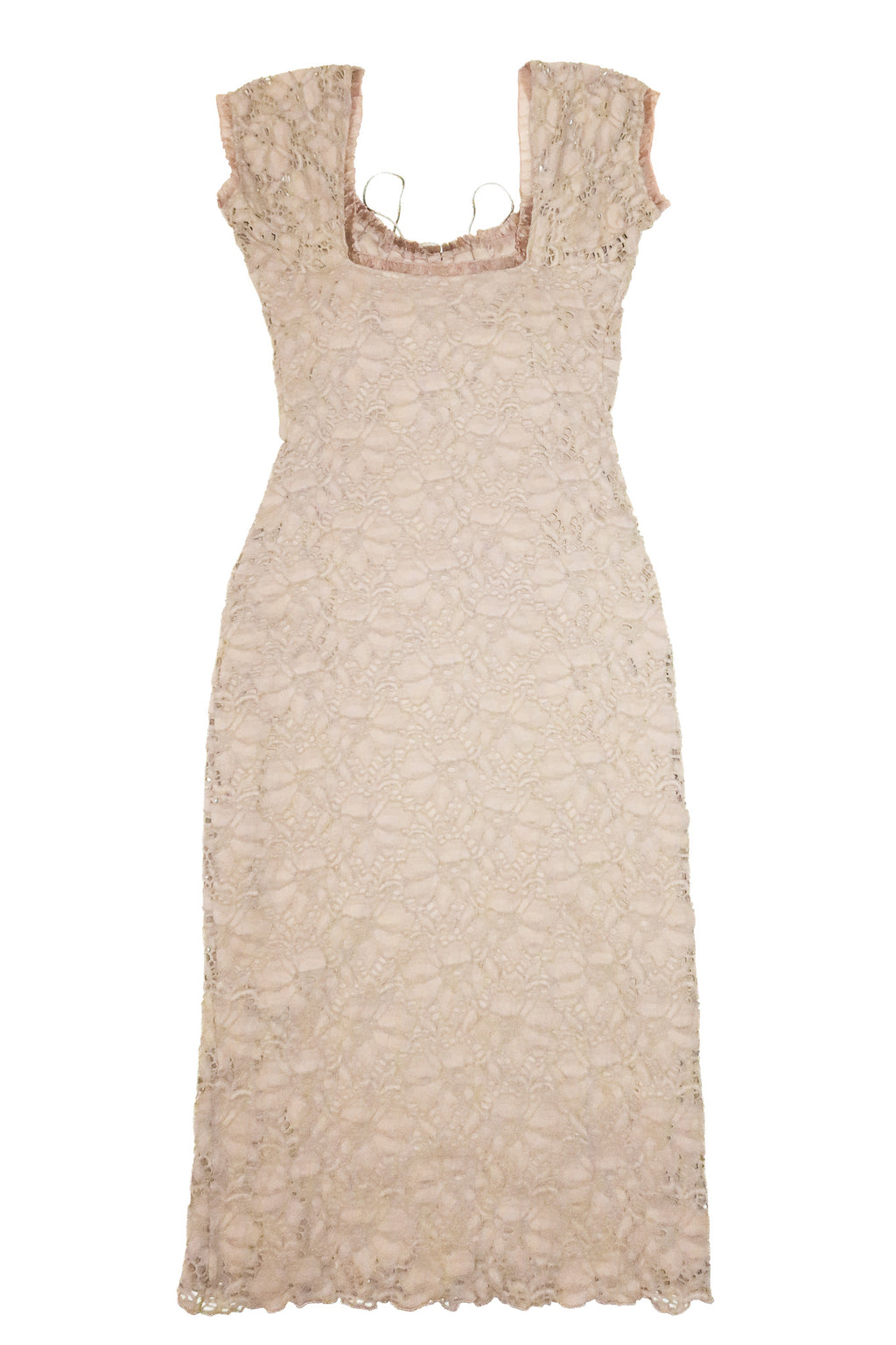 2000's gerry shaw australia stretch lace midi dress taupe.