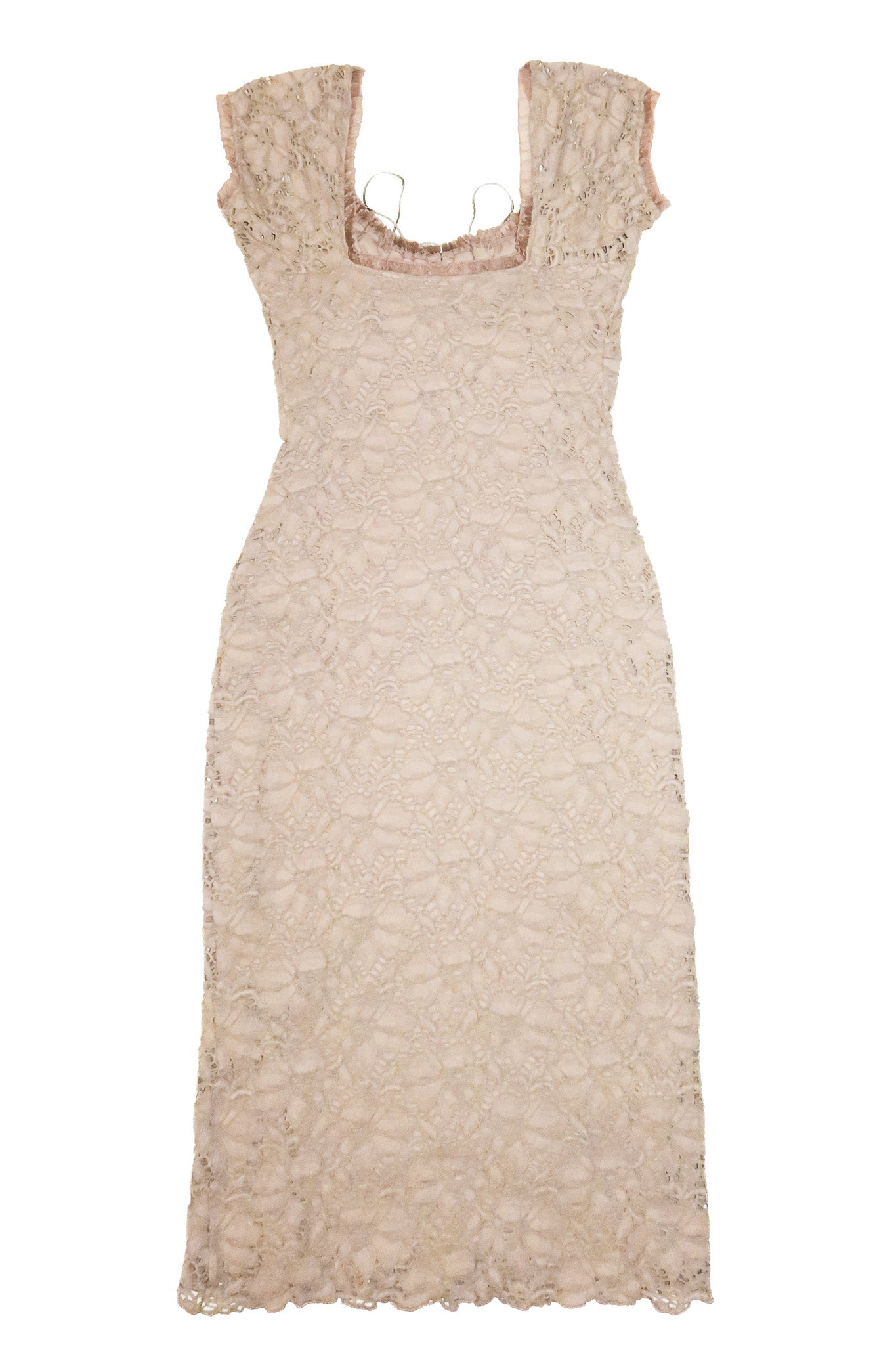2000's gerry shaw australia stretch lace midi dress taupe.