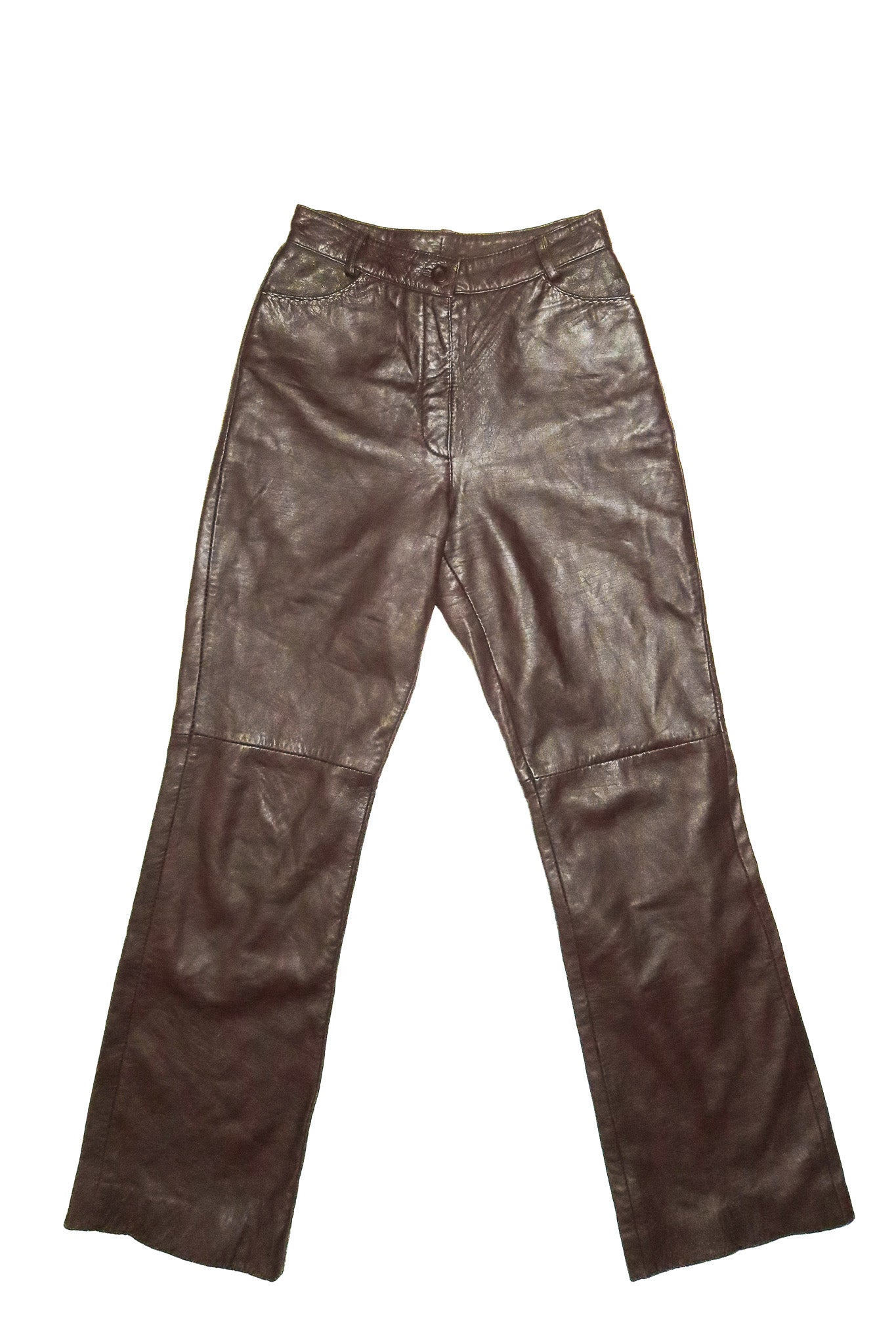 1990’s principles petite leather straight leg pants chocolate brown.