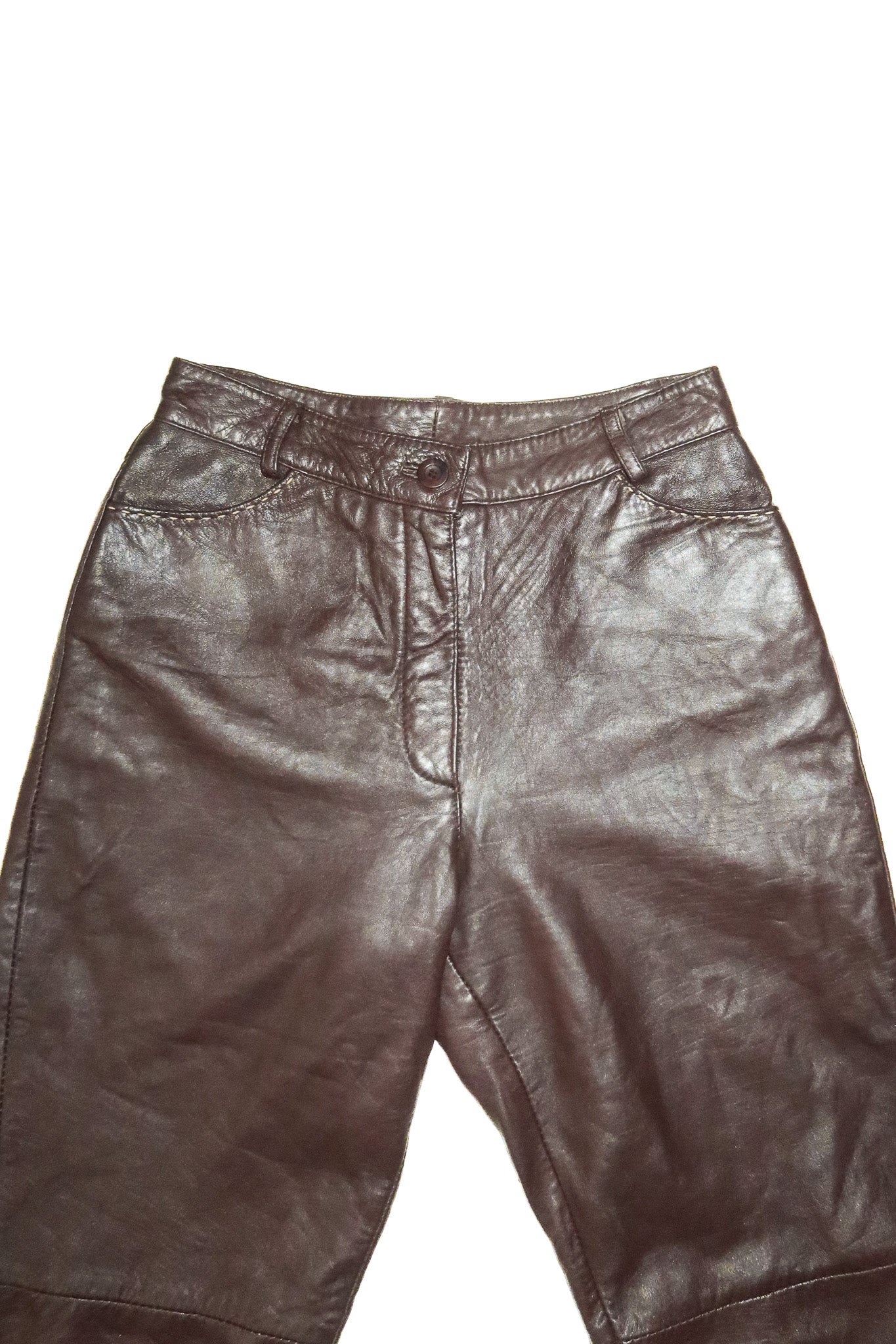 1990’s principles petite leather straight leg pants chocolate brown.