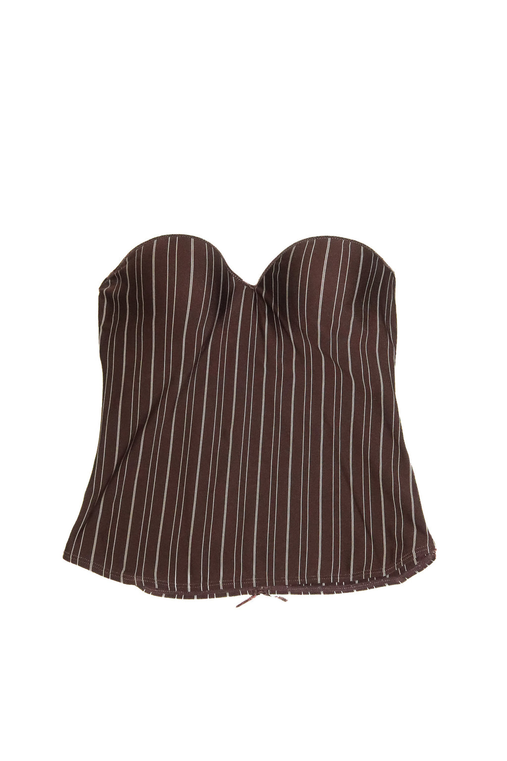 2000’s C&A lingerie pinstripe corset bustier top chocolate brown.