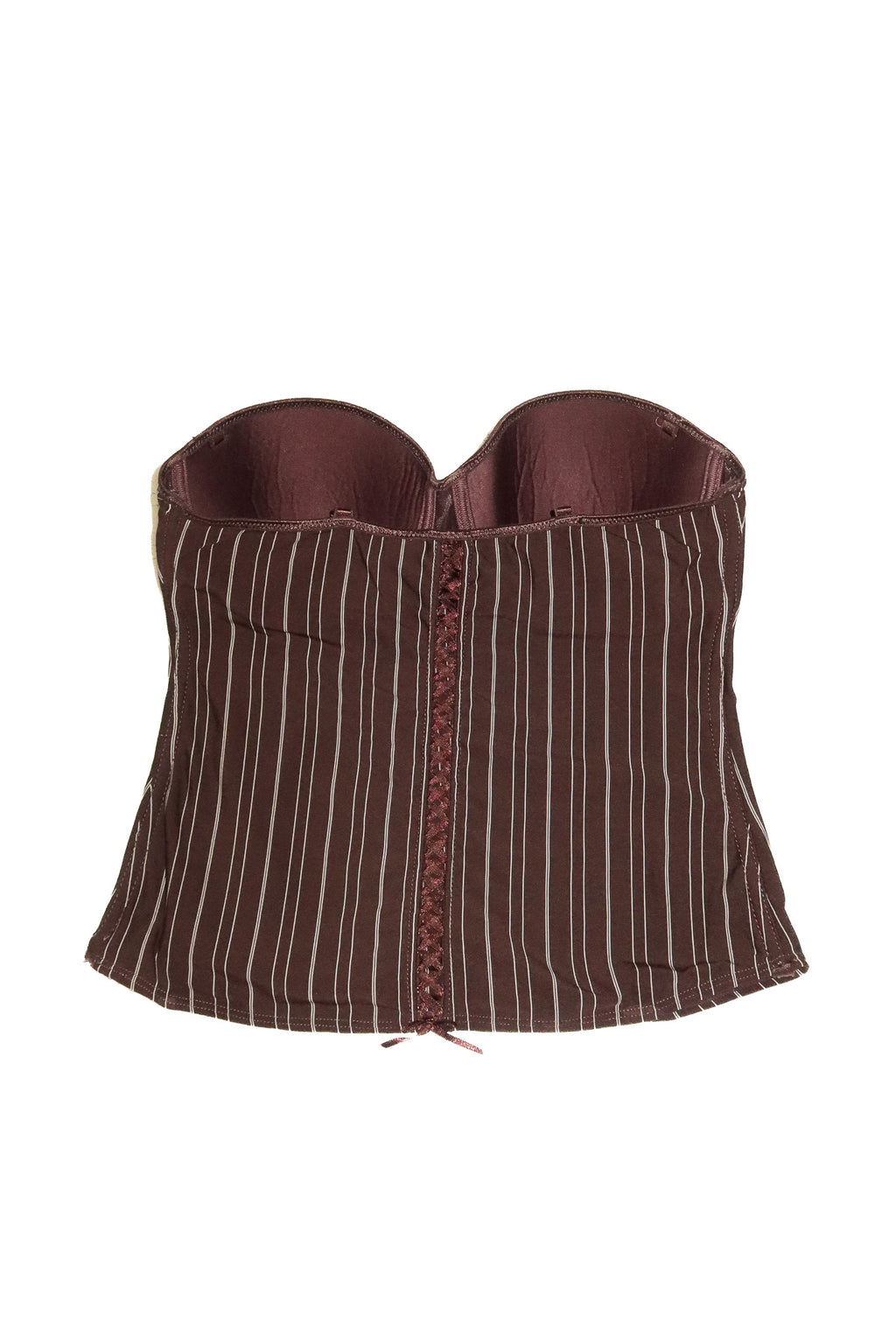 2000’s C&A lingerie pinstripe corset bustier top chocolate brown.