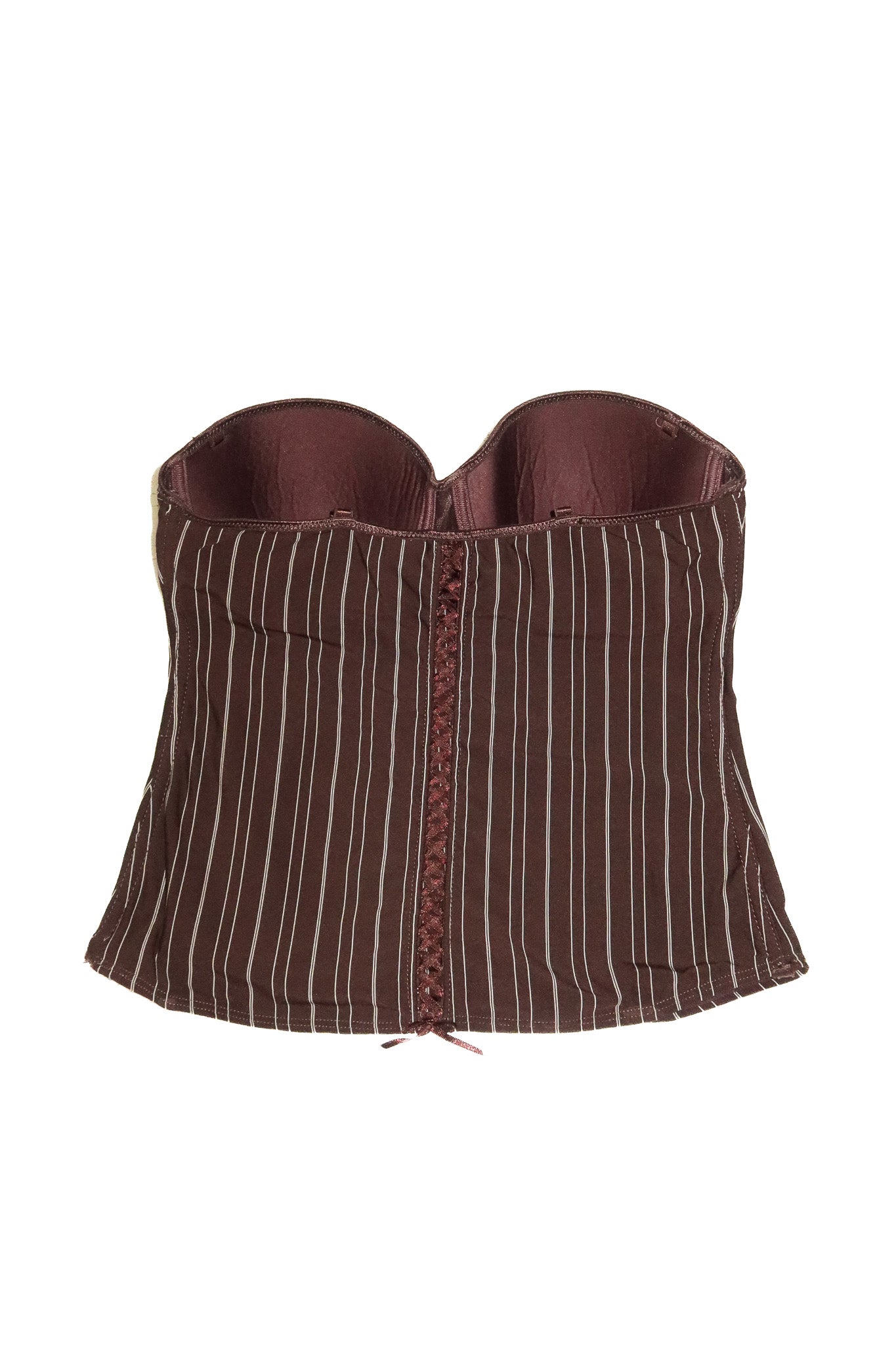 2000’s C&A lingerie pinstripe corset bustier top chocolate brown.