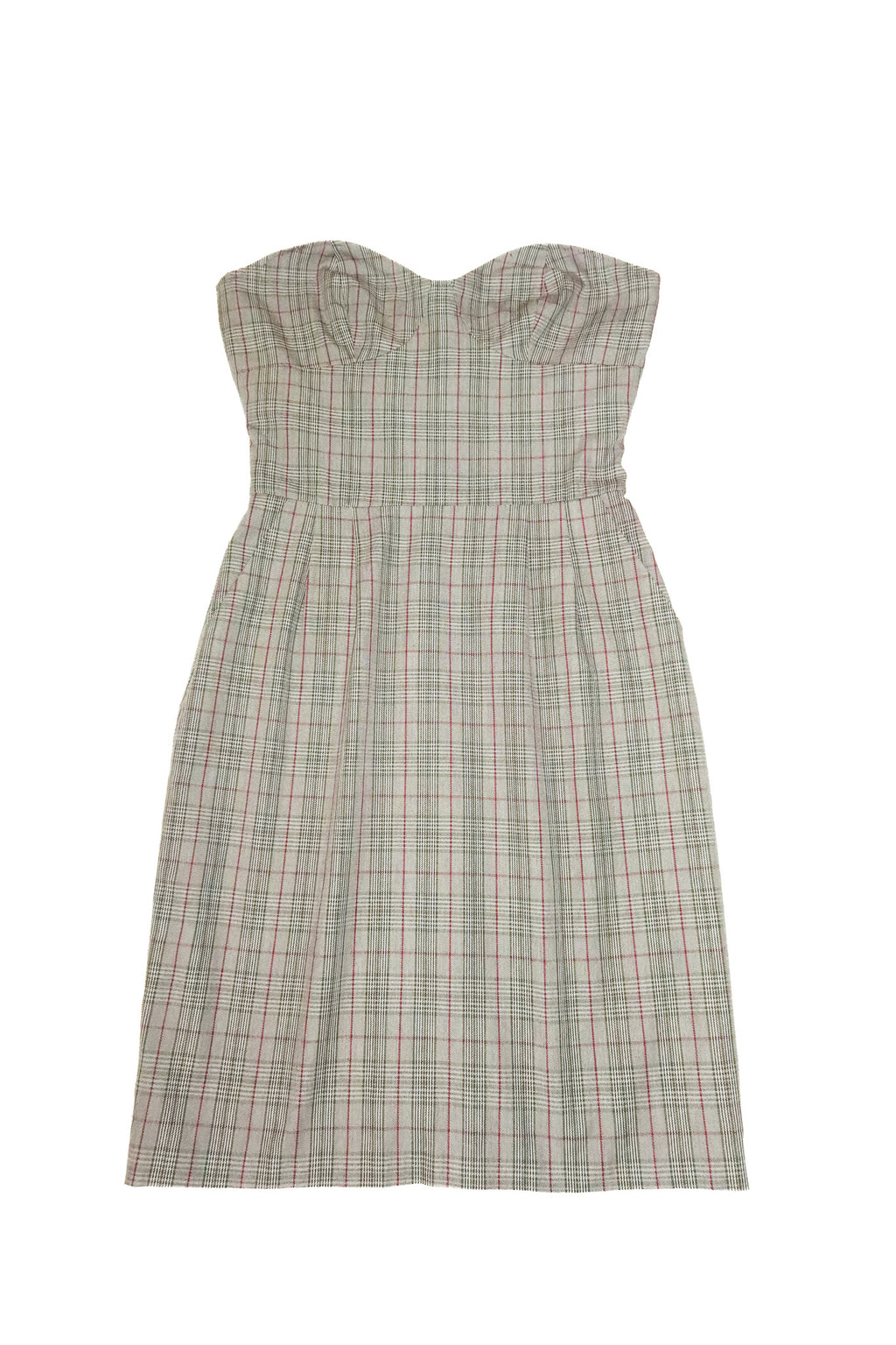 2000’s alannah hill strapless plaid bustier midi dress grey.