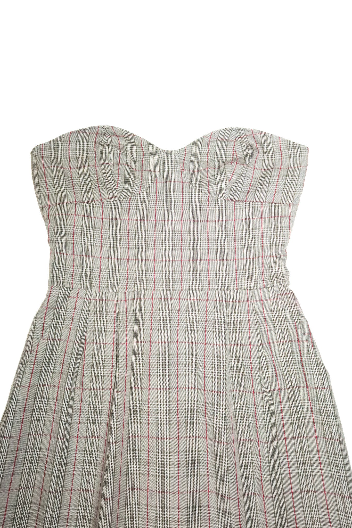 2000’s alannah hill strapless plaid bustier midi dress grey.