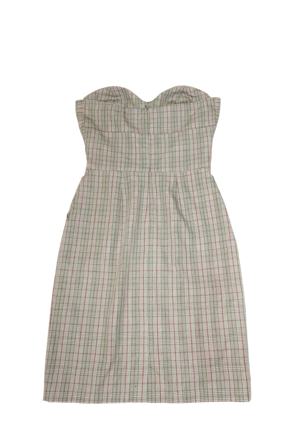 2000’s alannah hill strapless plaid bustier midi dress grey.