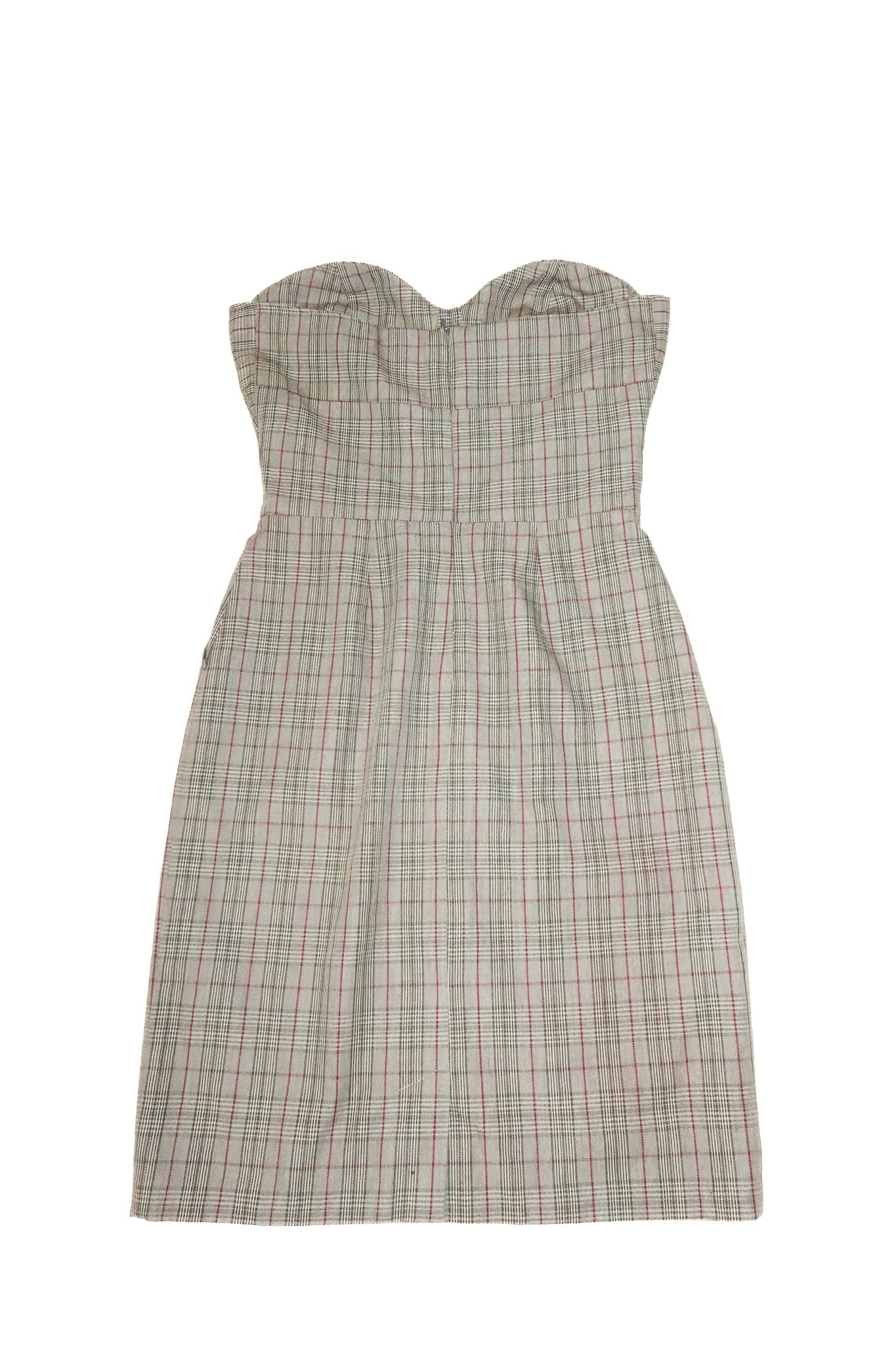 2000’s alannah hill strapless plaid bustier midi dress grey.