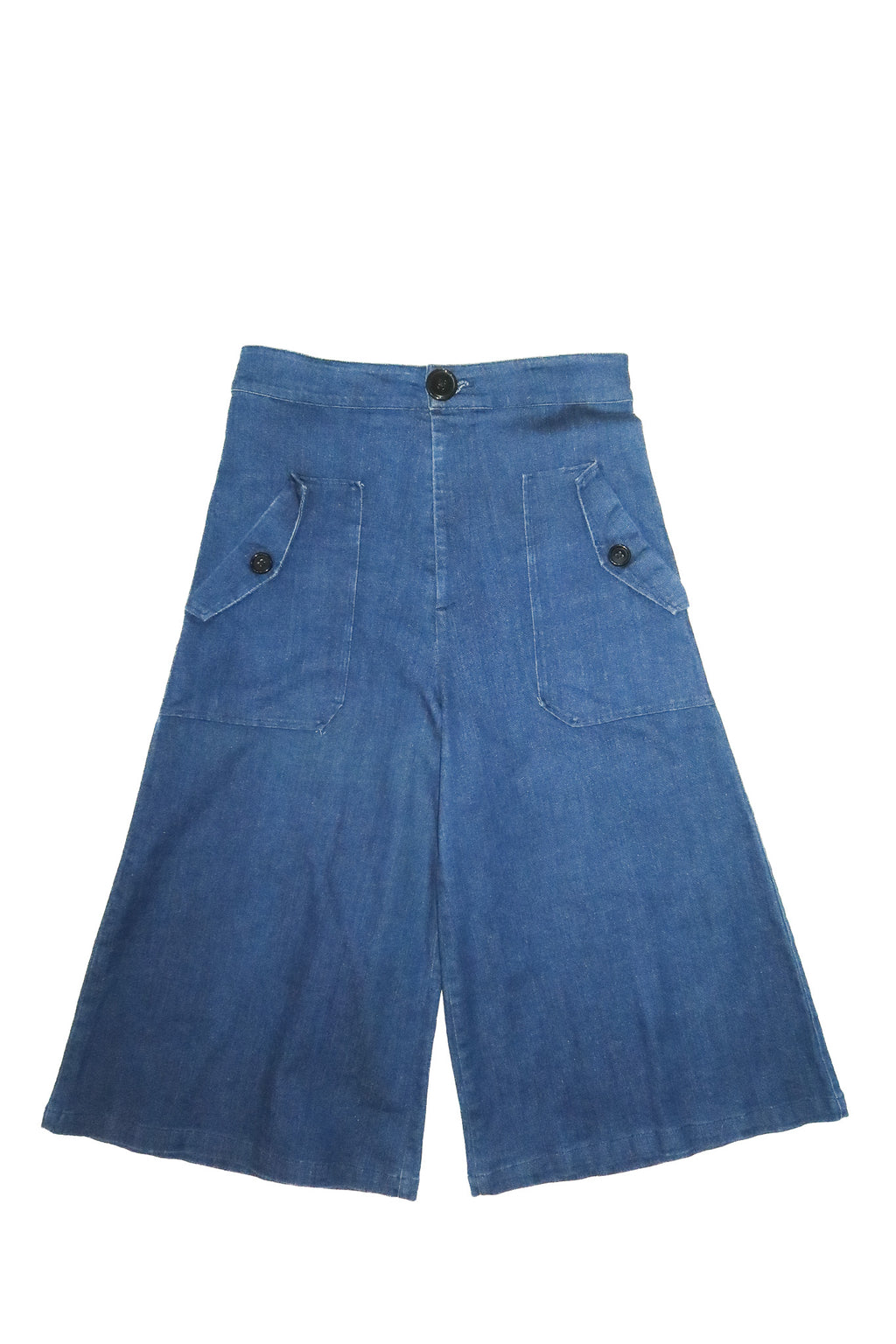 hey jude designs high waisted denim culottes indigo.