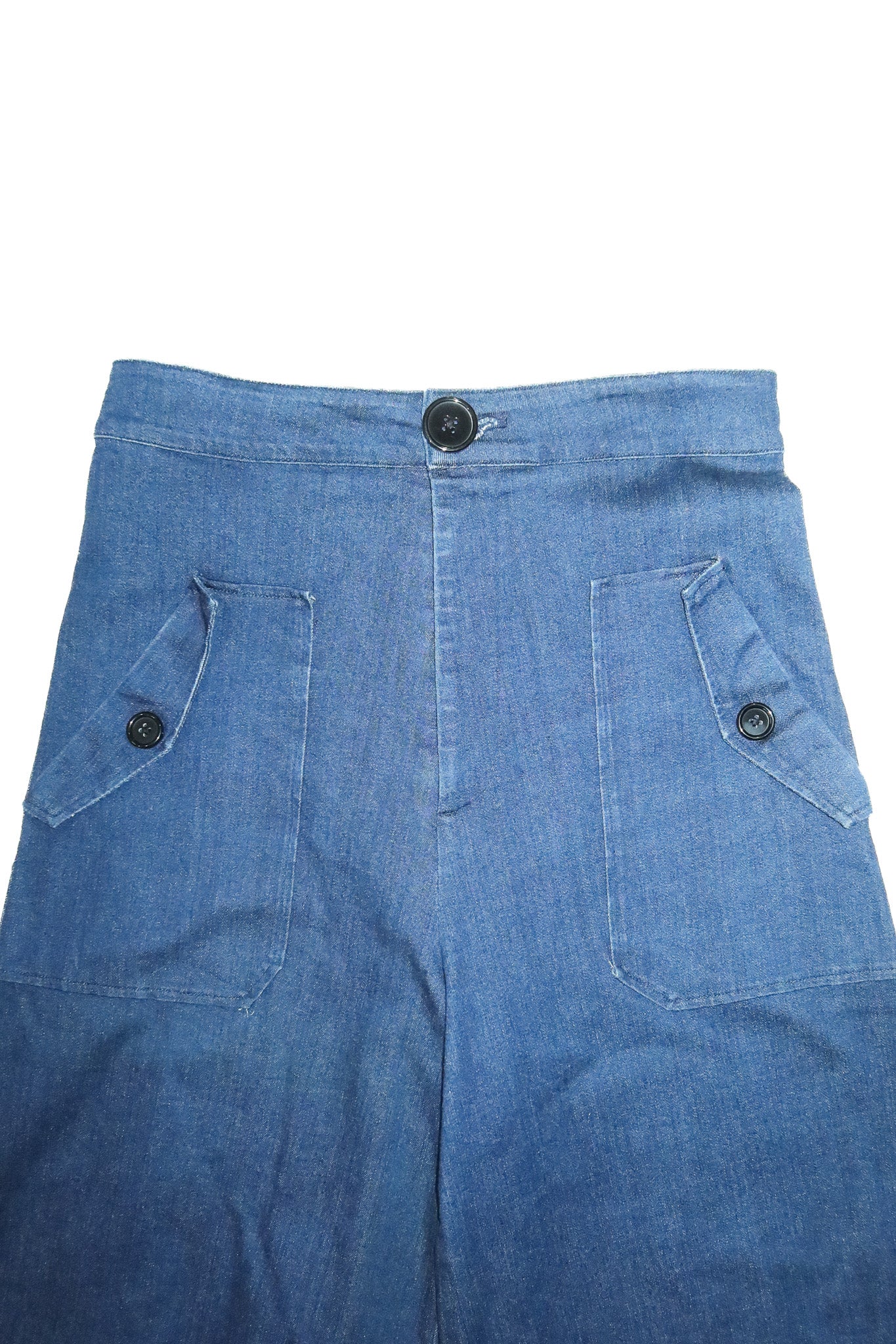 hey jude designs high waisted denim culottes indigo.