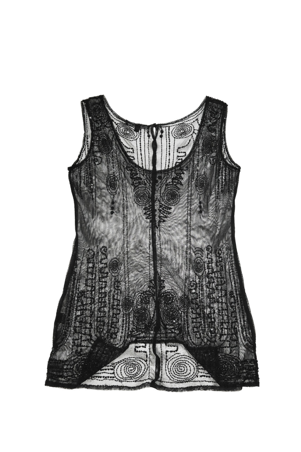 2000’s third millennium embellished sheer mesh tunic top black.