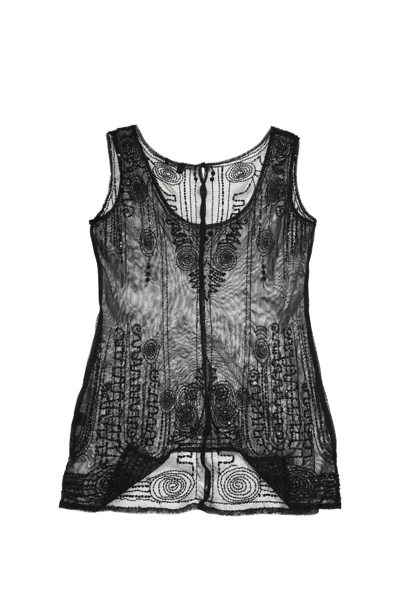 2000’s third millennium embellished sheer mesh tunic top black.