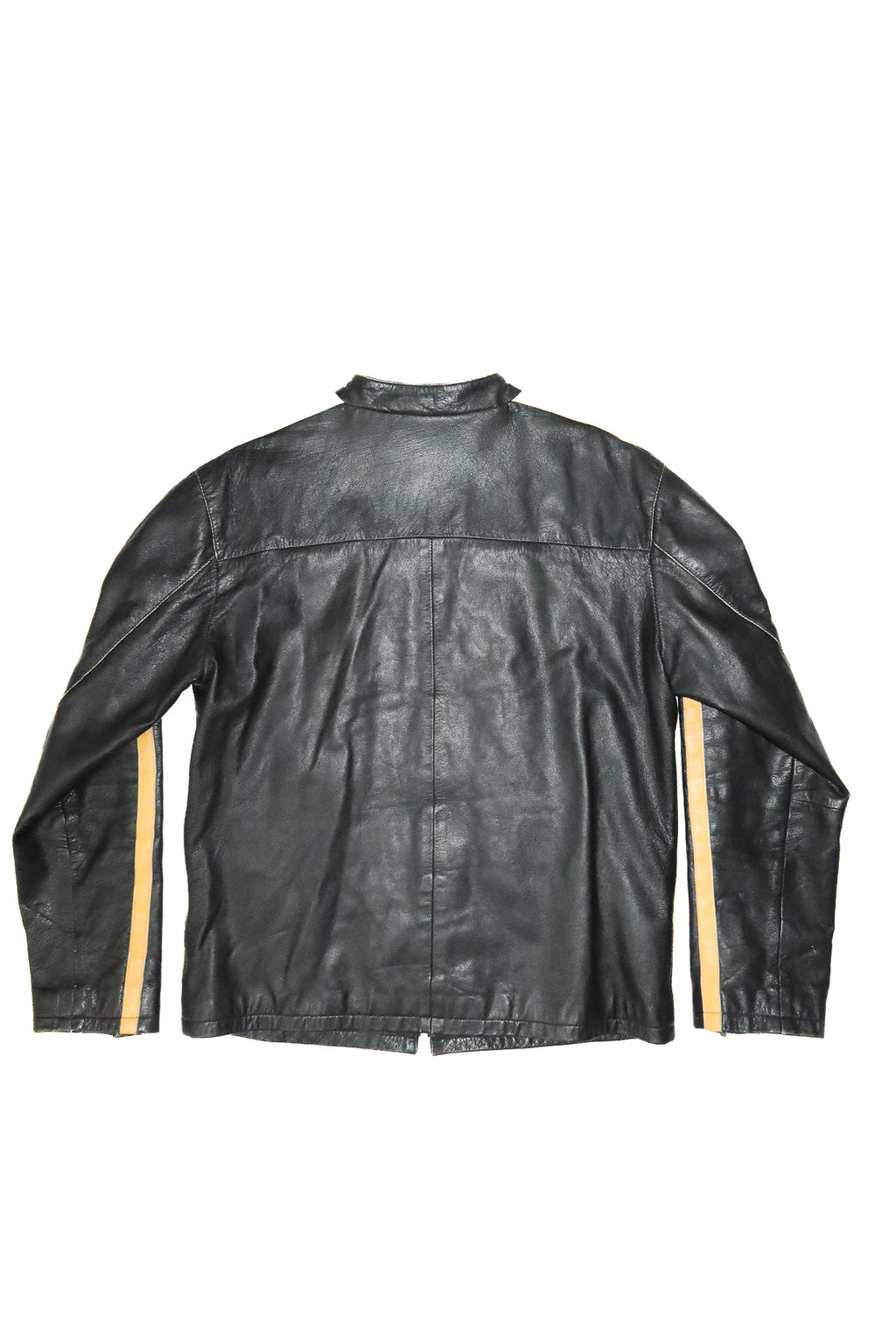 2000's stray café racer leather jacket black/yellow.