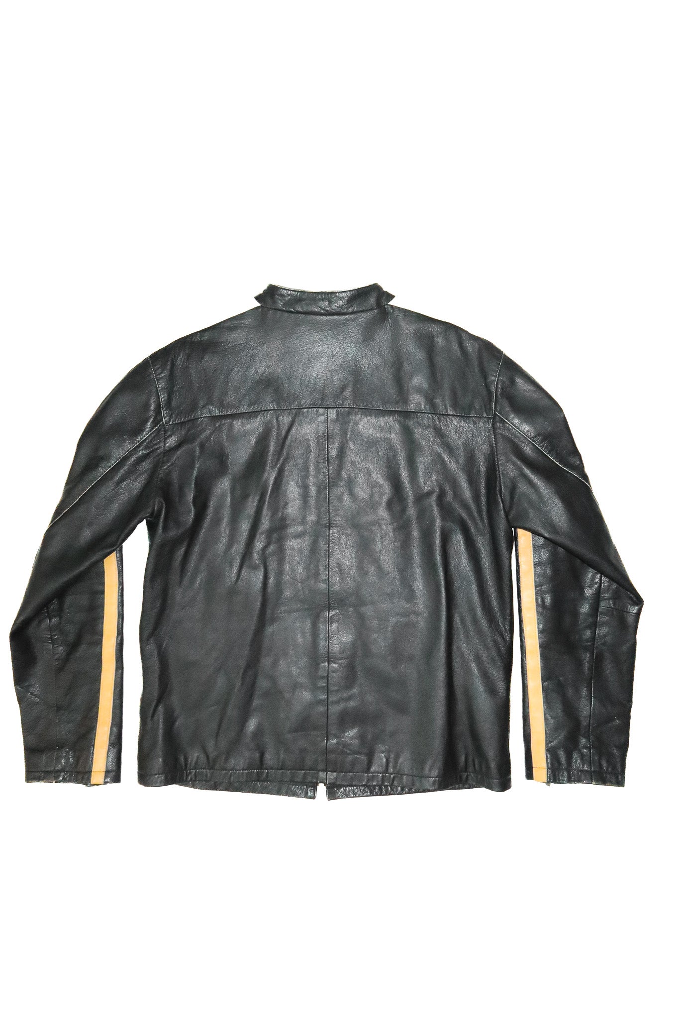 2000's stray café racer leather jacket black/yellow.