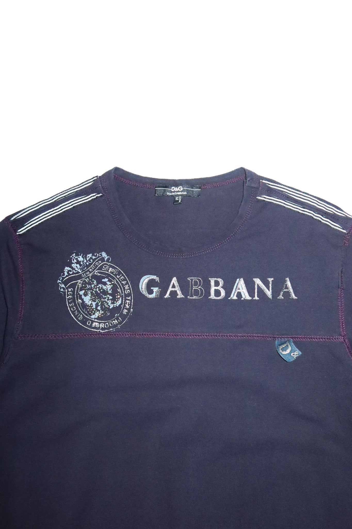 2000’s d&g dolce & gabbana beachwear graphic long sleeve t-shirt navy.