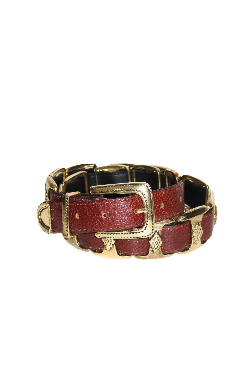 1990’s butlers belts equestrian steer hide leather belt brown.