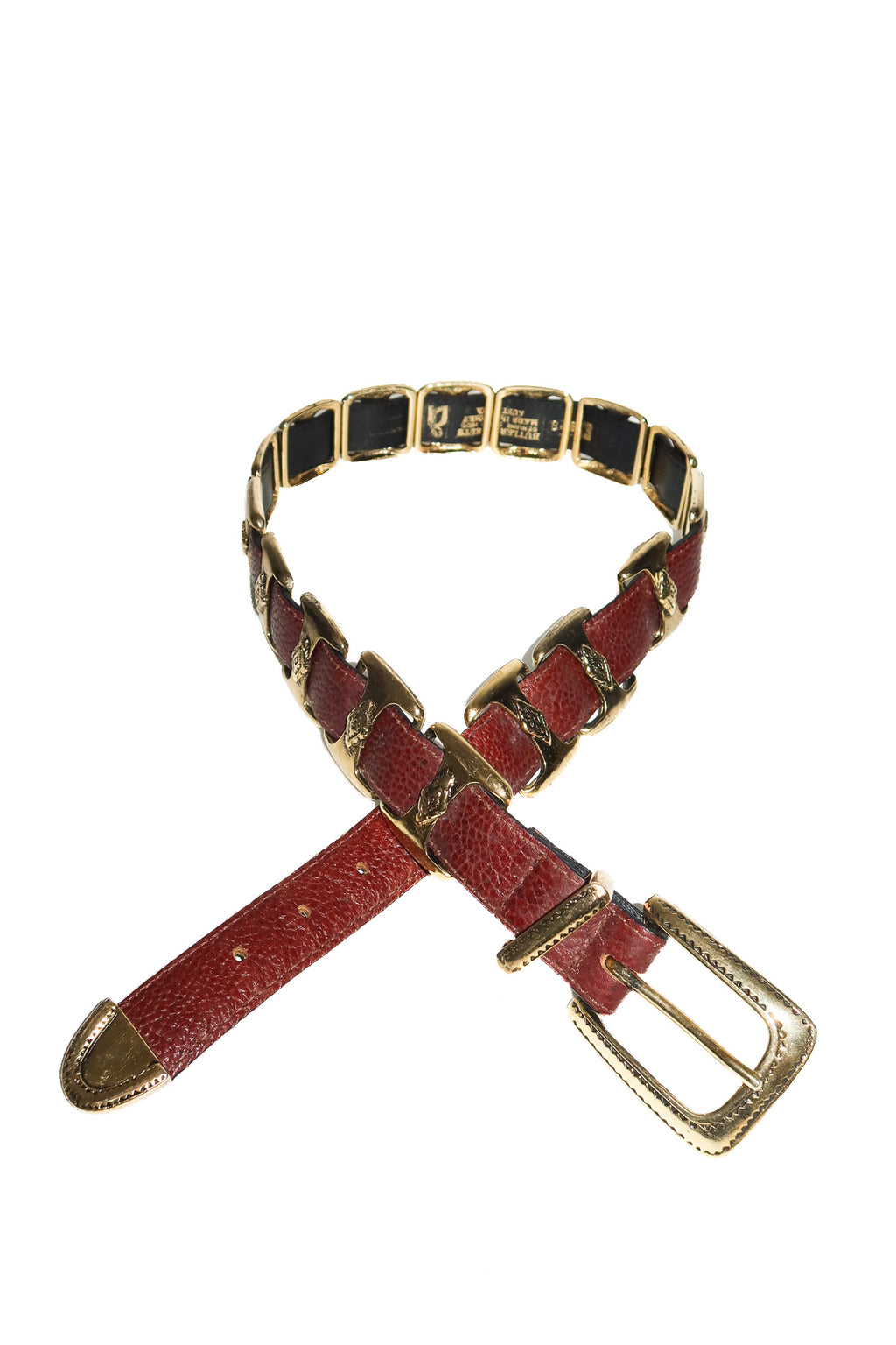 1990’s butlers belts equestrian steer hide leather belt brown.