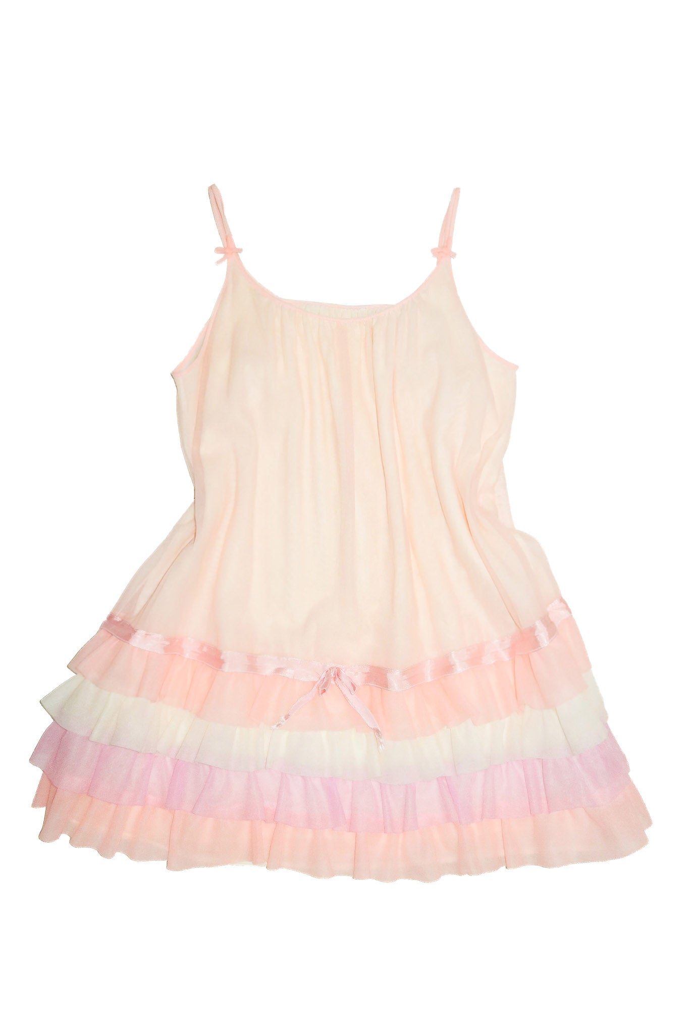 1980's sheer nylon ruffle camisole
 pink.