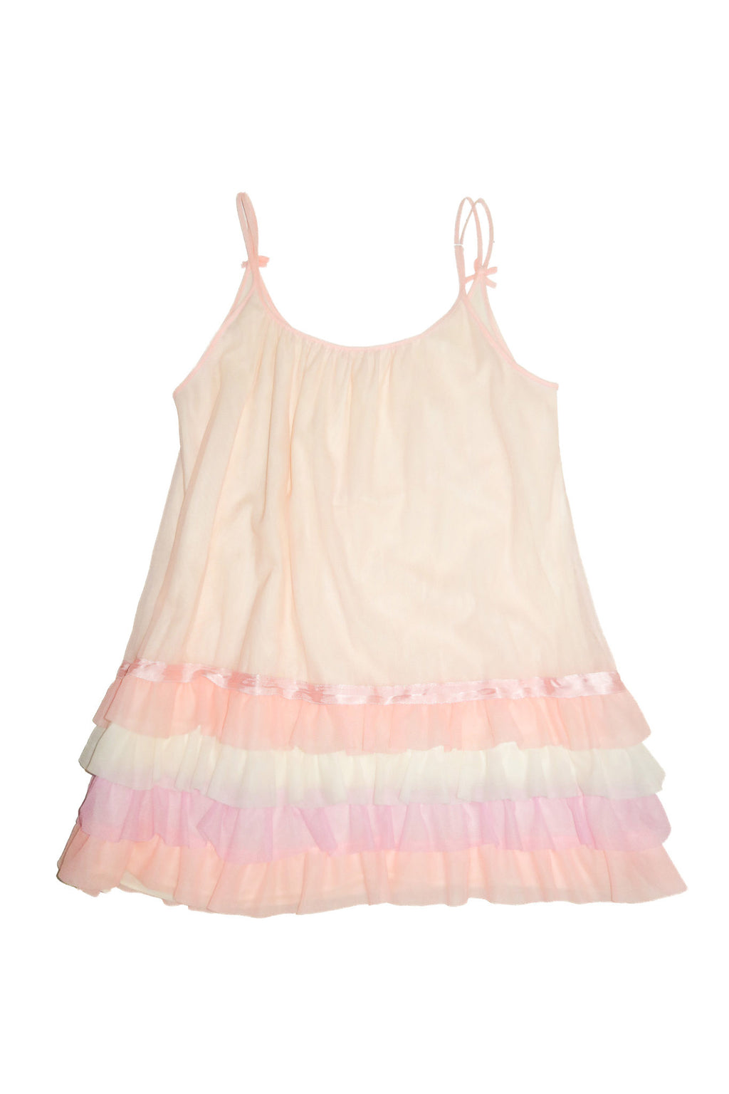 1980's sheer nylon ruffle camisole
 pink.